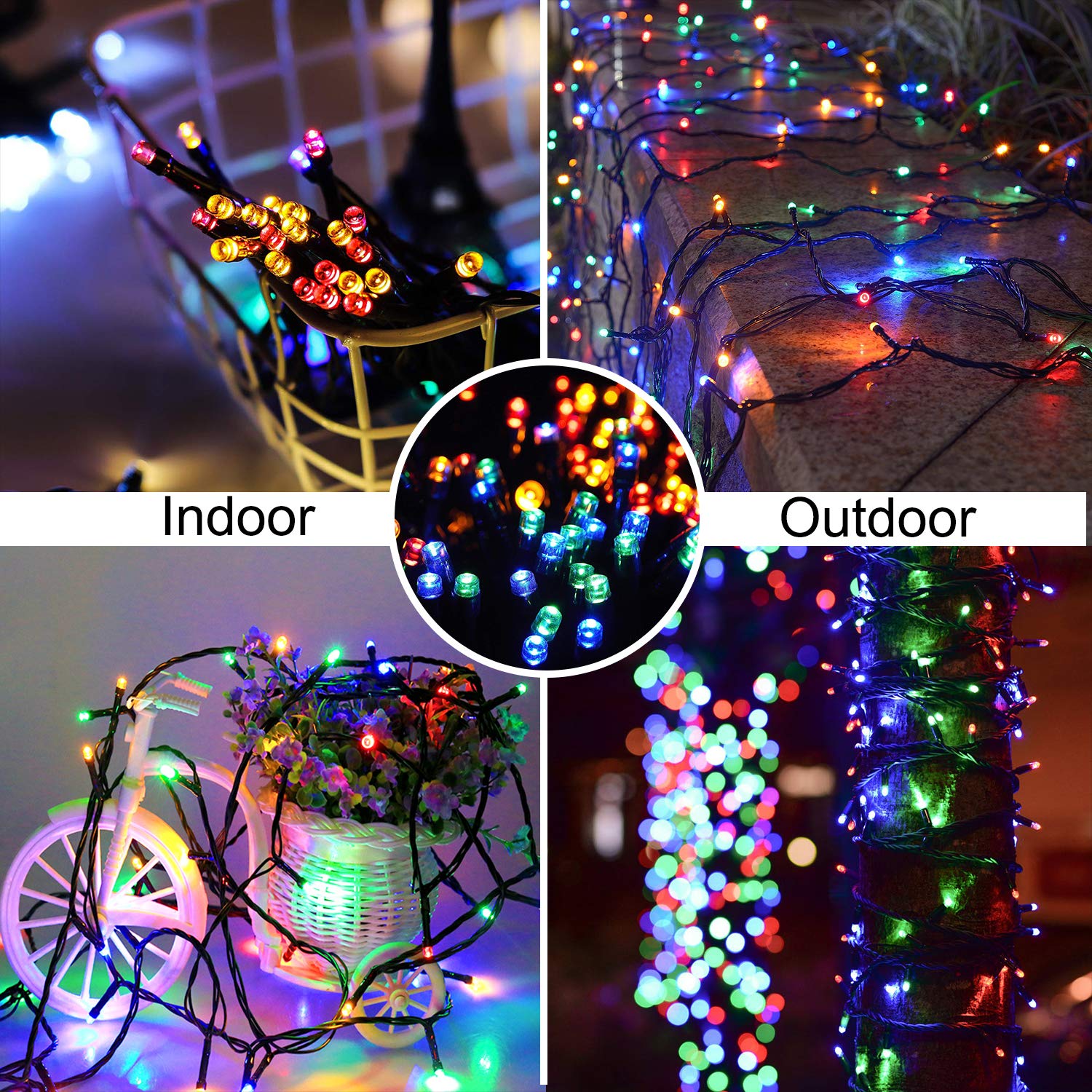 Blingstar 33 Ft 100 LED Multicolor Waterproof Twinkle String Lights - 8 Modes for Indoor/Outdoor Xmas Decor