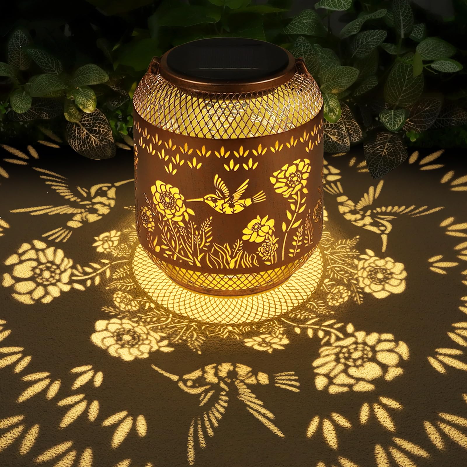 Doogarden Solar Lanterns - Waterproof Metal LED Lights for Garden Decor, White, Hummingbird Design, Model D-DL-301