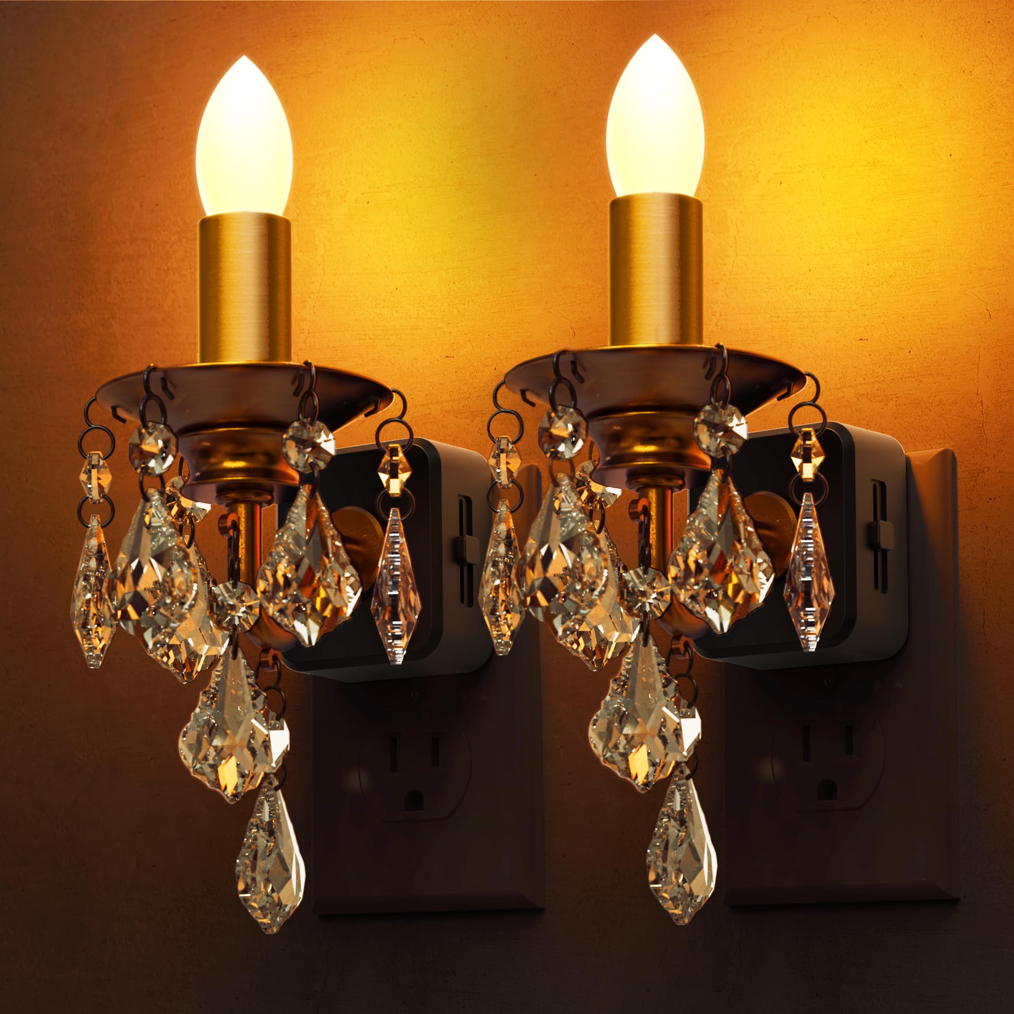 L LOHAS LED Flameless Candle Night Light, 2 Pack Night Lights Plug into Wall, LED Candle Night Light with Light Sensor, 0-100LM 