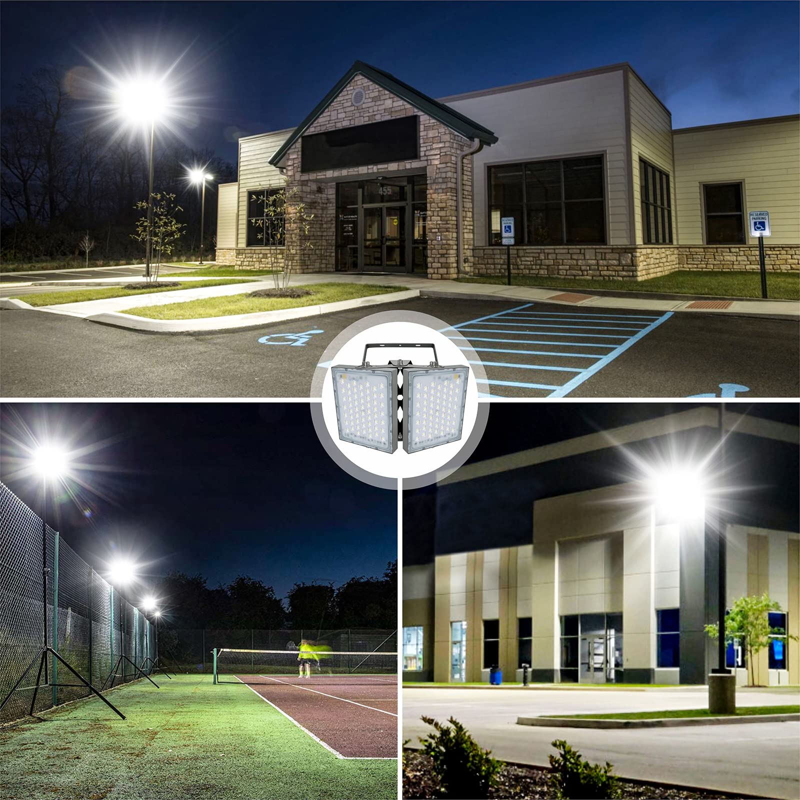 STASUN 200W LED Flood Light - 18000lm, Daylight White, IP66 Waterproof, Adjustable Heads for Outdoor Security, Model FL--112