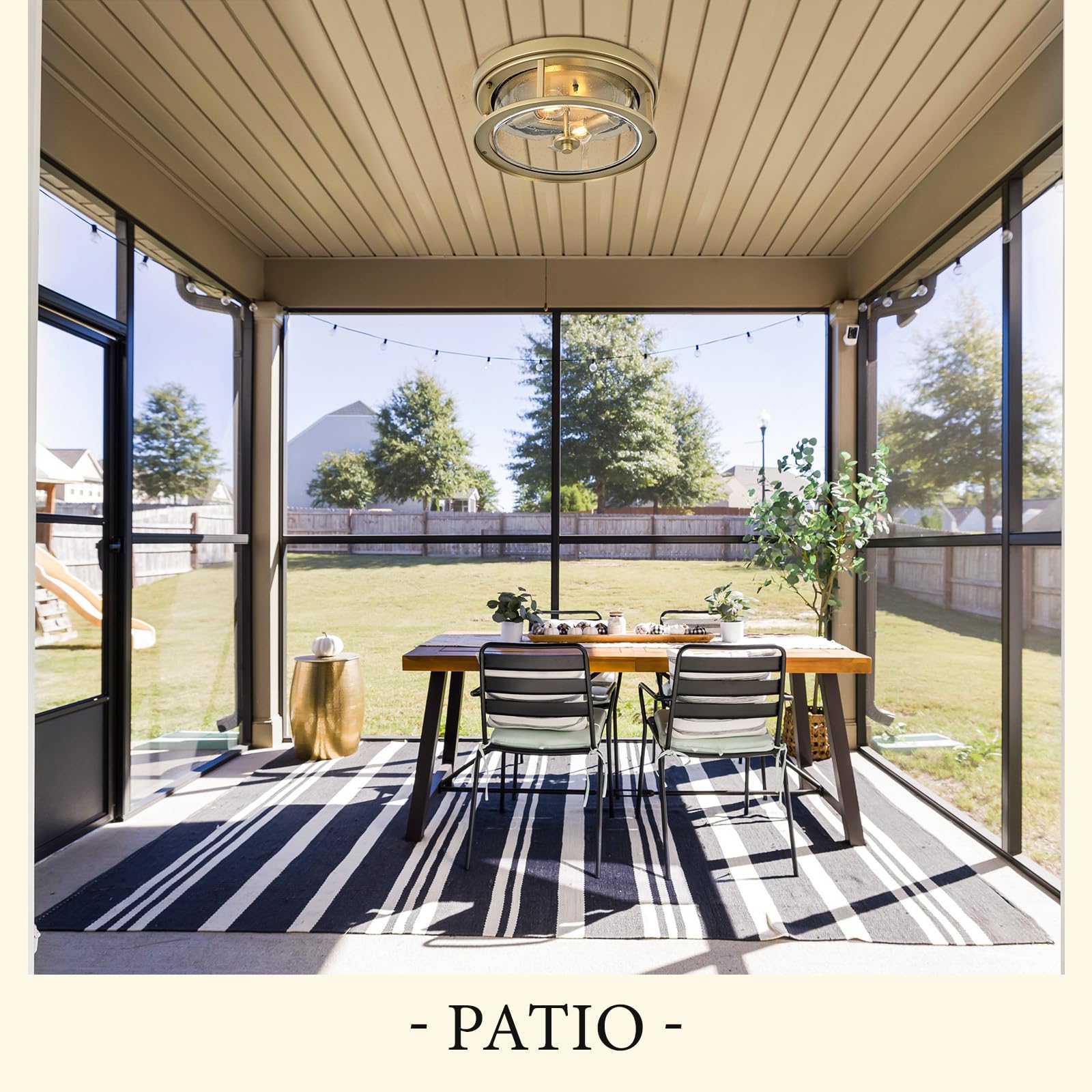 Odorpower Gold Flush Mount Ceiling Light Fixture With Glass Brass Ceiling Light Fixture For Bedroom, Indoor Outdoor Ceiling Lights For Porch Hallway Kitchen