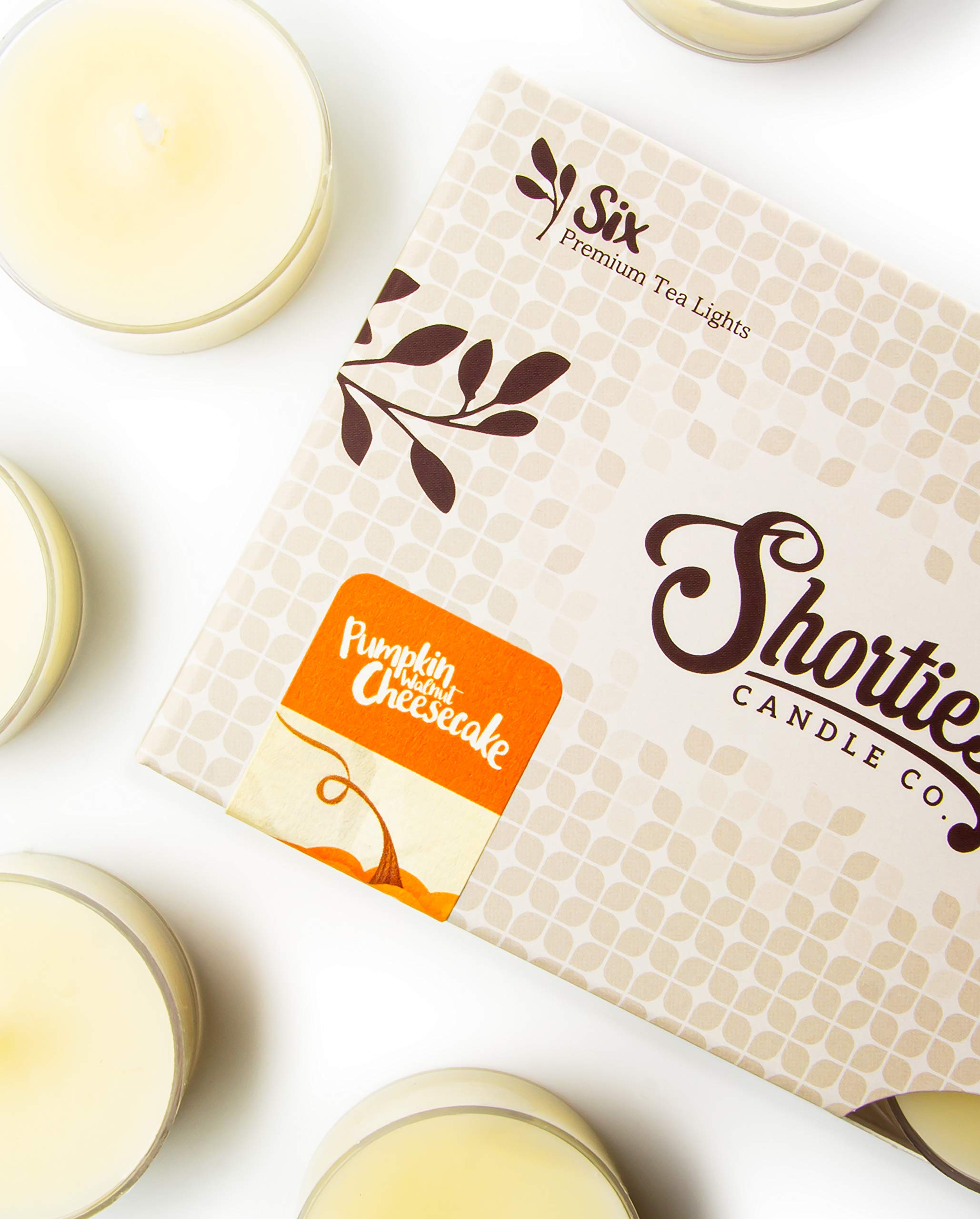 ShortieS Candle Company Pumpkin Walnut Cheesecake Tealight Candles - 24 Beige Highly Scented Paraffin Wax Tea Lights - Model 46230