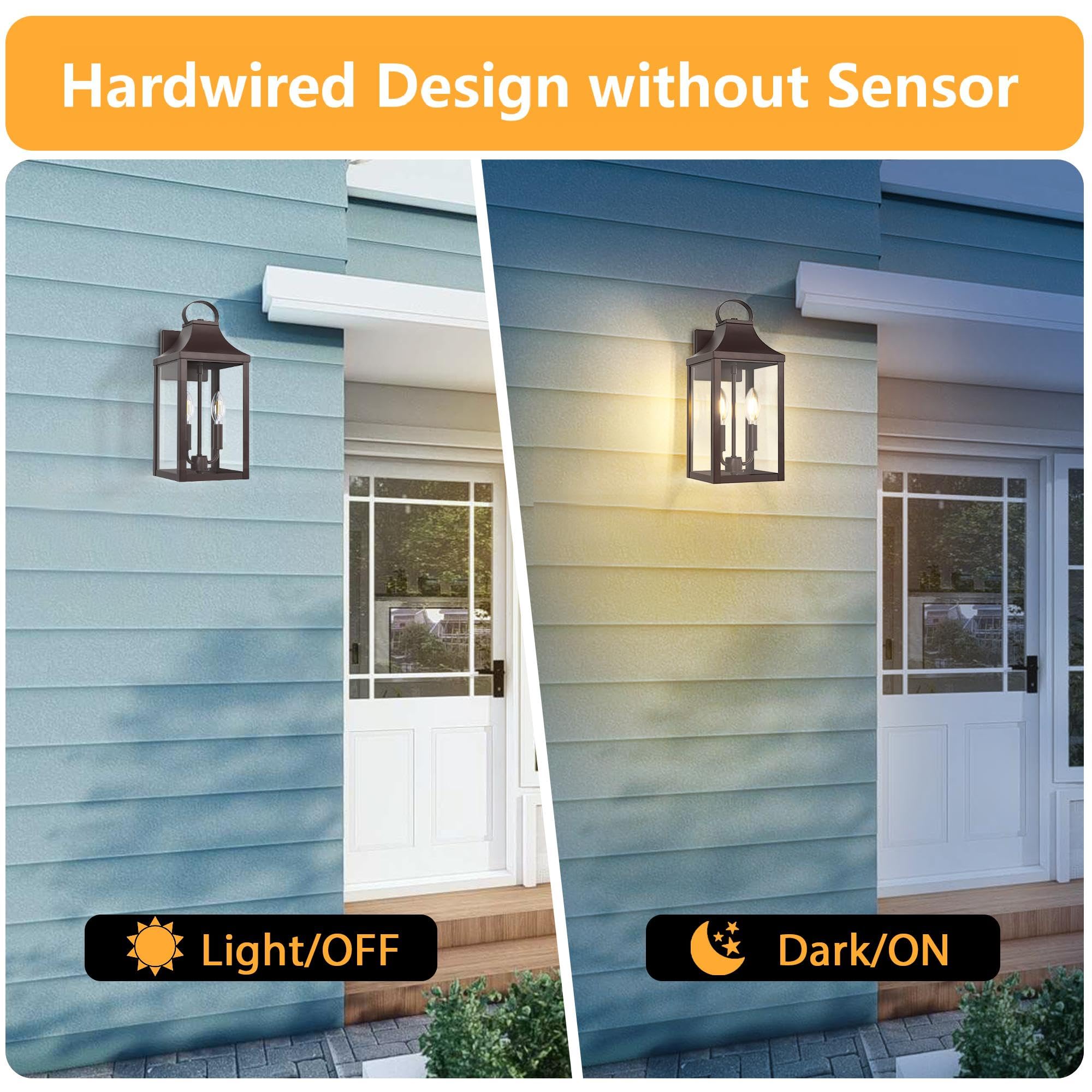 Myhxq 15 Black Outdoor Wall Lantern 2-Light  Outside Modern Wall Sconce Light Fixture  Industrial Porch Light Wall Mount With E12 Sockets  Waterproof Exterior Lamp Lighting  Brown