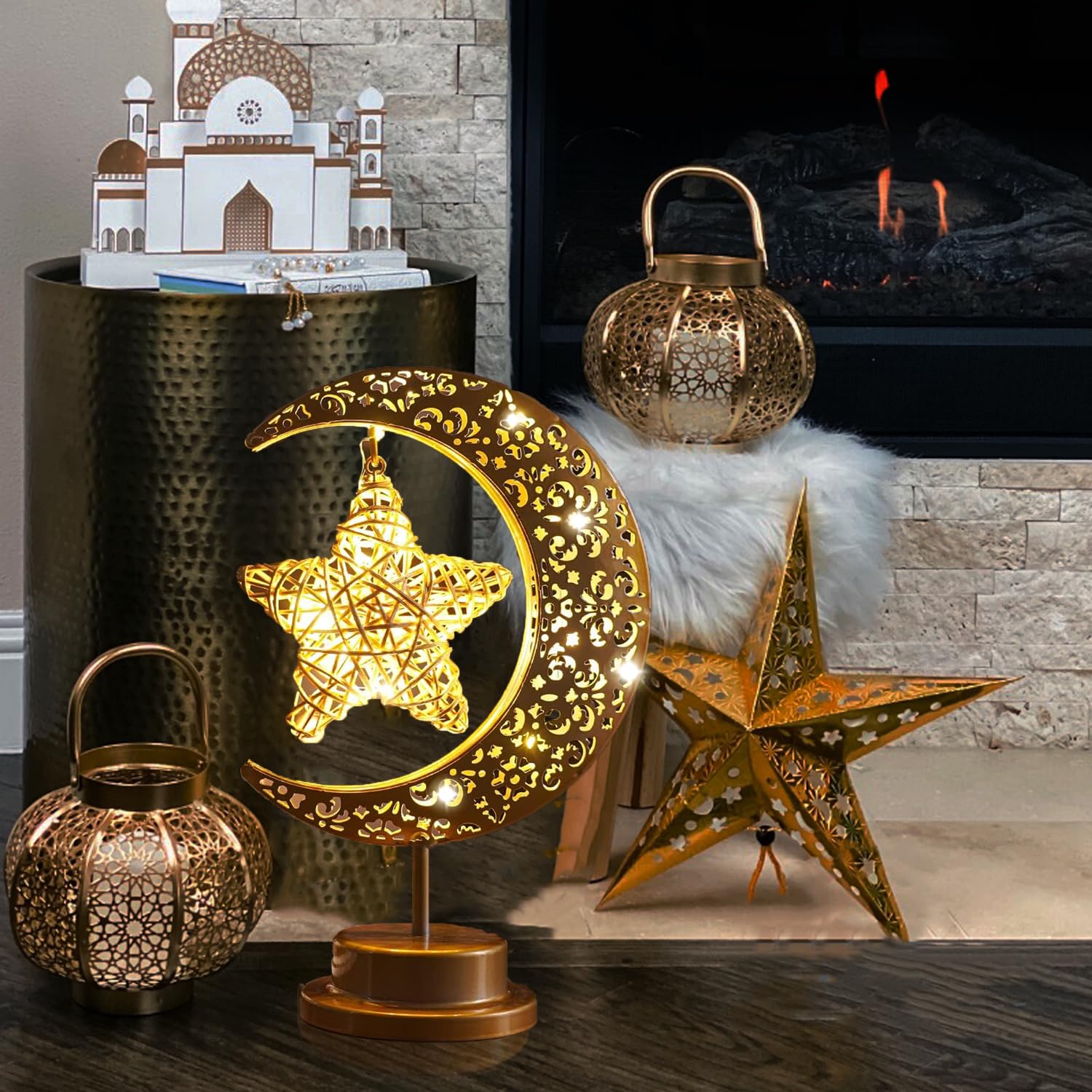 Moon Lamp, Ramadan Decorations For Home, Eid Mubarak Decorations, Ramadan Lights, Enchanted Lunar Lamp, Half Moon Lights For Bedroom, Galaxy Light, Moon Star Night Light, Battery Operated Table Lamp