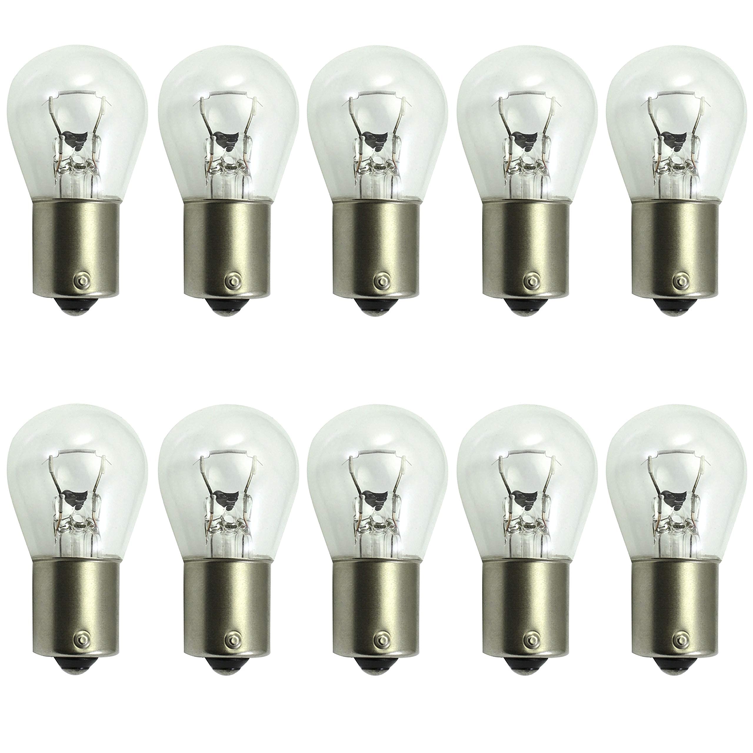 Diximus 10 Pack 1141 S8 Low Voltage Landscape Light Bulbs 12V 18W Ba15S Clear Glass