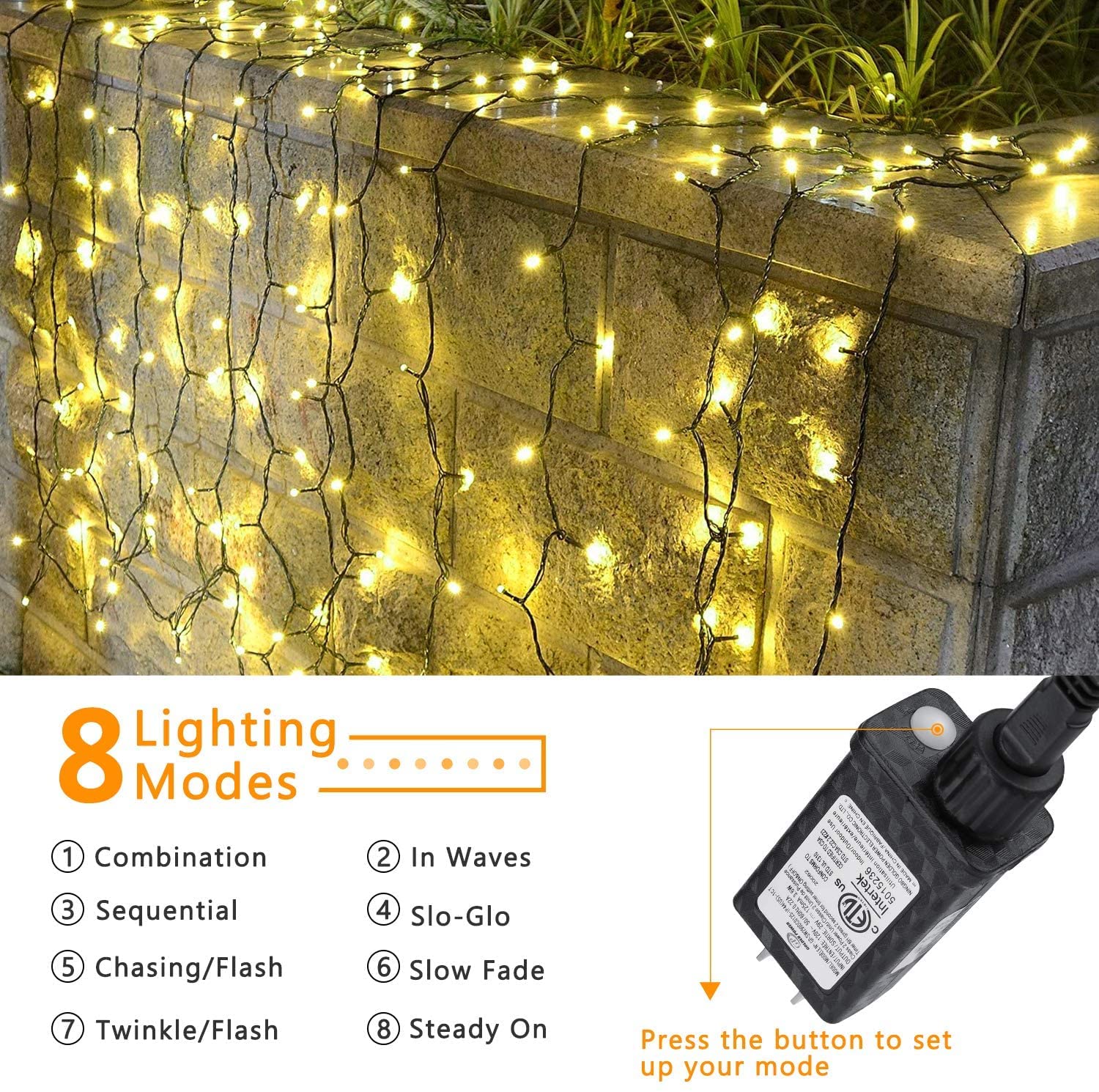 Joomer Christmas Lights 100Ft 300 Led String Lights With 8 Modes Timer Connectable Waterproof Plug-In Fairy Lights For Home, Garden, Party, Holiday, Tree, Christmas Decorations (Warm White)