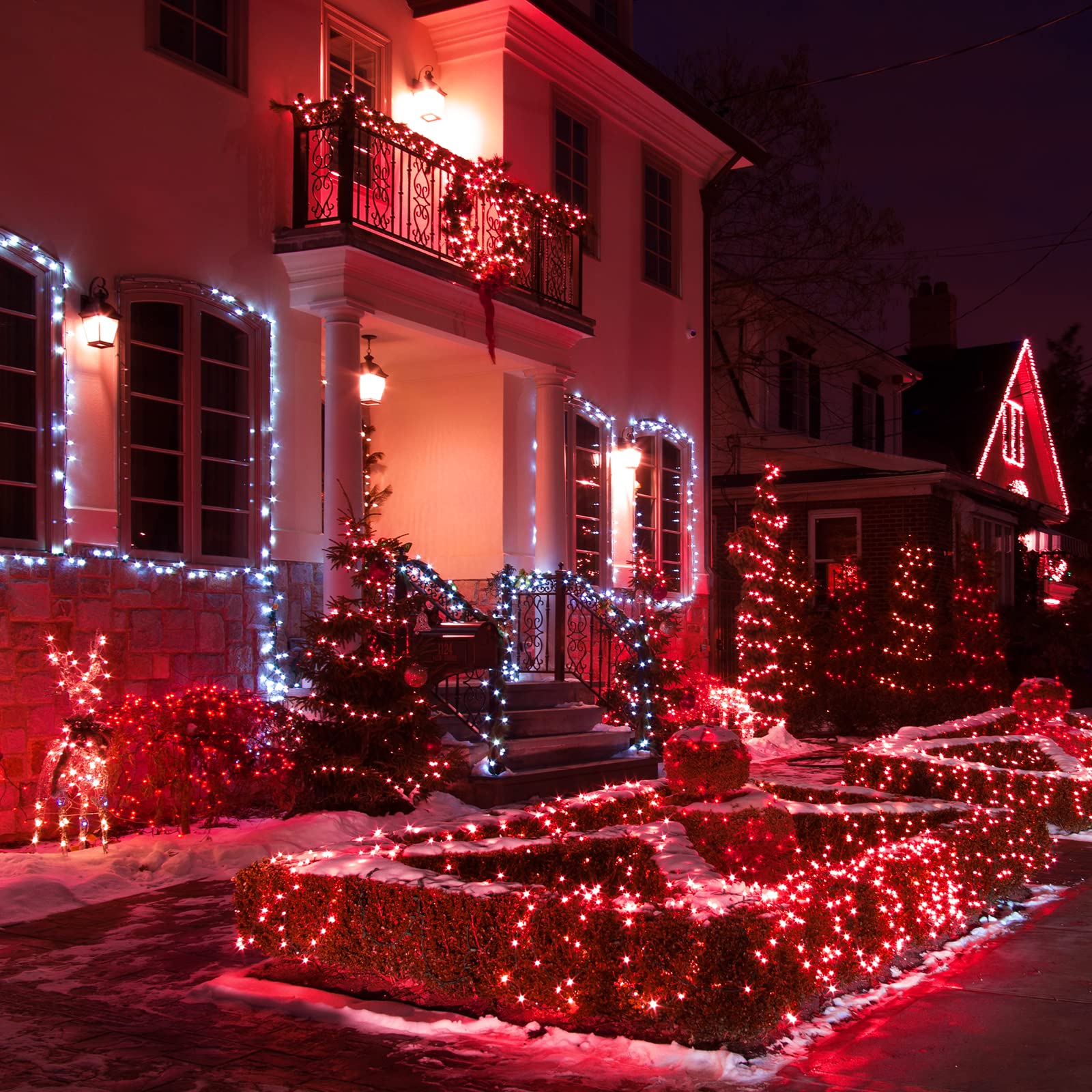 Jmexsuss 4 Pack Red Solar Christmas Lights, Total 400 Led 132Ft Red Solar Fairy Lights Outdoor Waterproof, 8 Modes Copper Wire Solar String Lights For Outside Christmas Garden Patio Yard Tree Decor