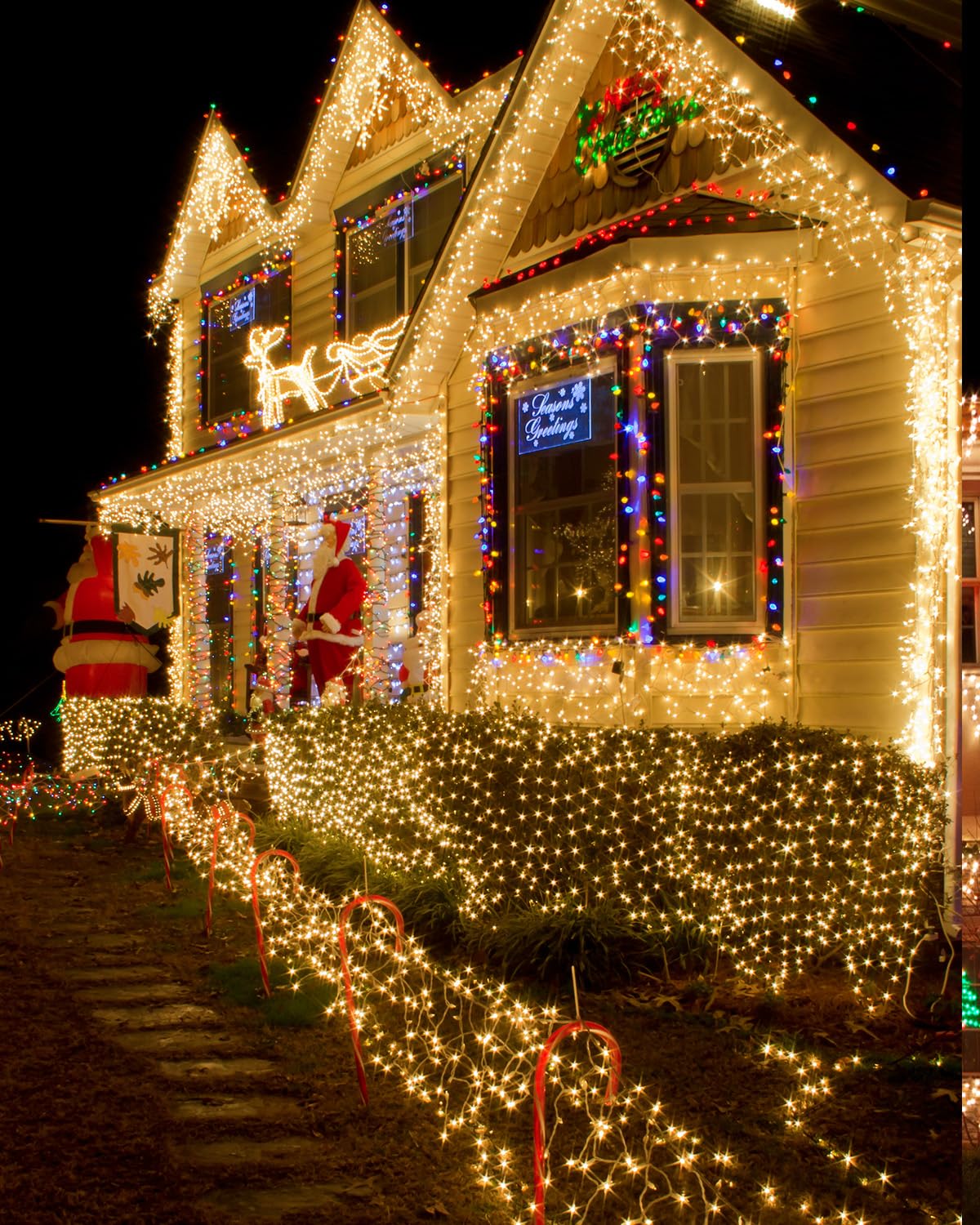 Minetom Cluster Icicle Lights Outdoor, 9Ft 400 Led Icicle Lights With 15 Drop,8 Mode Icicle String Lights, Waterproof Firecracker Christmas Lights Outdoor House Decoration, Warm White