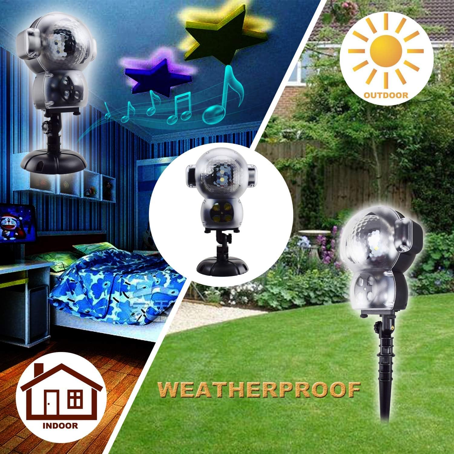 Upoda Christmas Led Snowfall Halloween Waterproof With Remote Control Timer And Music Player Anime Snow Light Projector For Outd