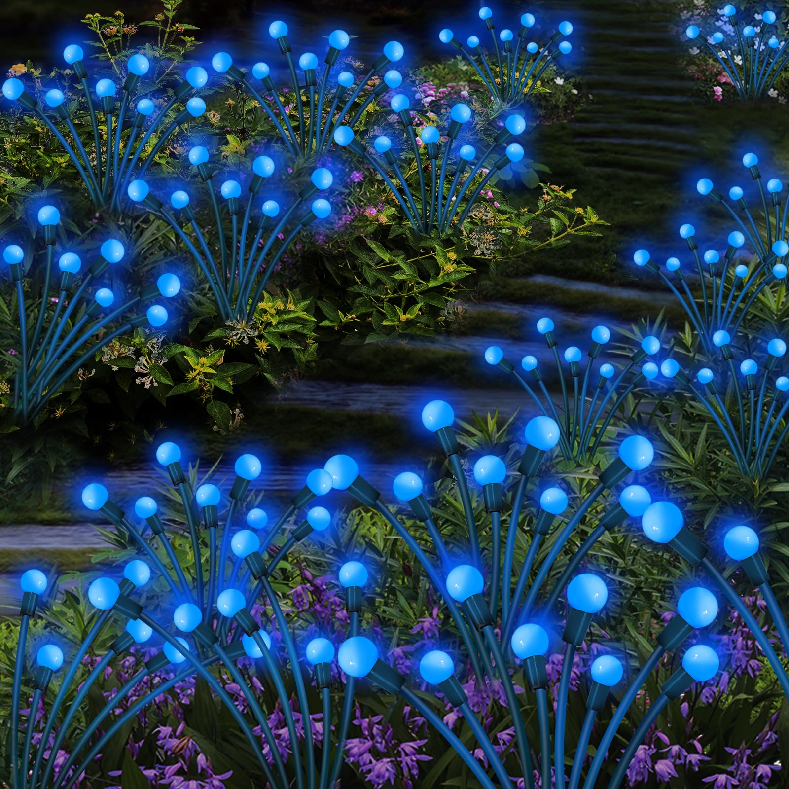 Kohlrabi Solar Garden Lights Outdoor  2 Pack 20 Led Solar Blue Firefly Lights Waterproof  Sway By Wind  Swaying Light For Yard Patio Backyard Garden Planter Flower Bed Pathway Outdoor Decoration