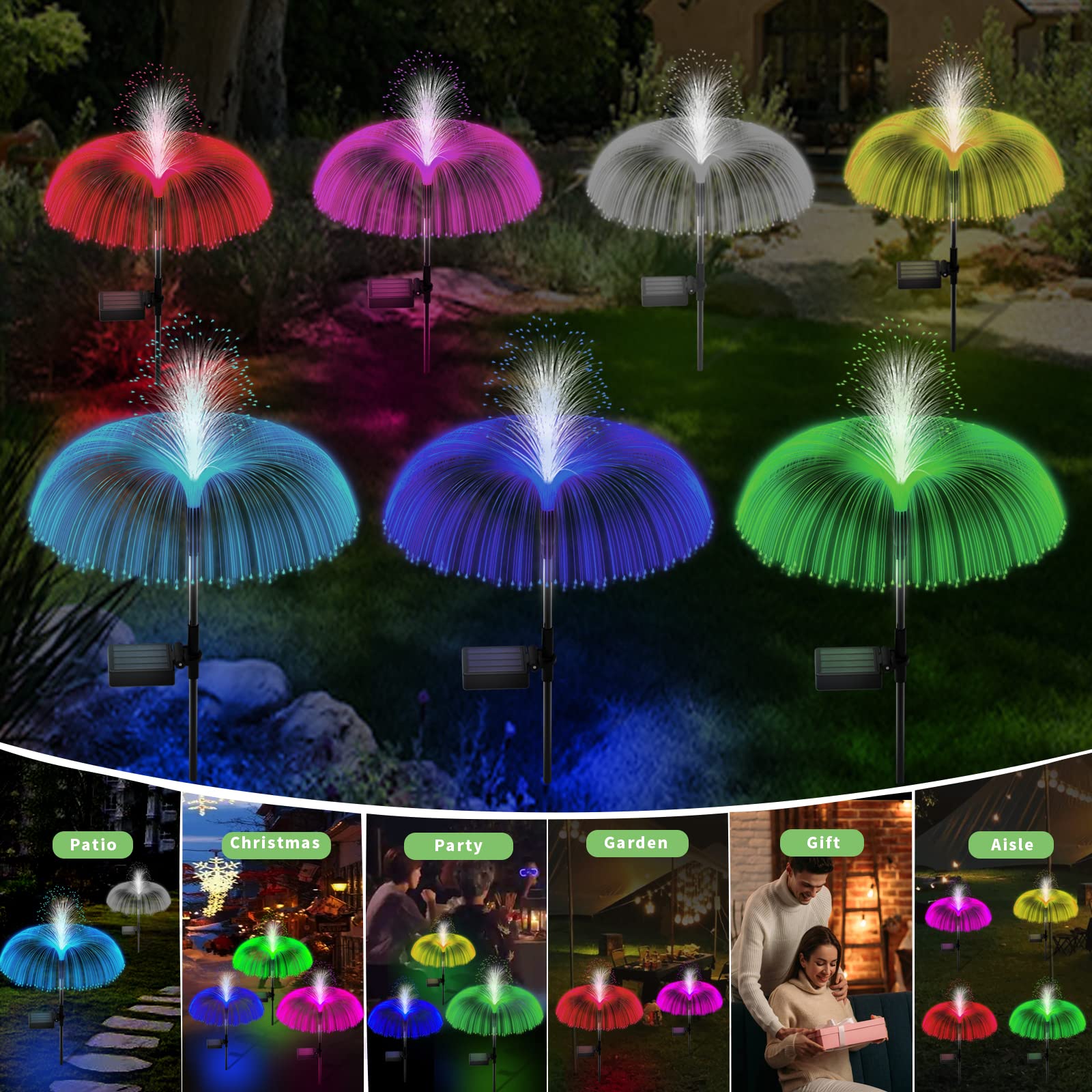 Rwnxkarn Solar Garden Lights - Waterproof Color Changing Flower Decor For Patio & Landscape, 3 Pcs