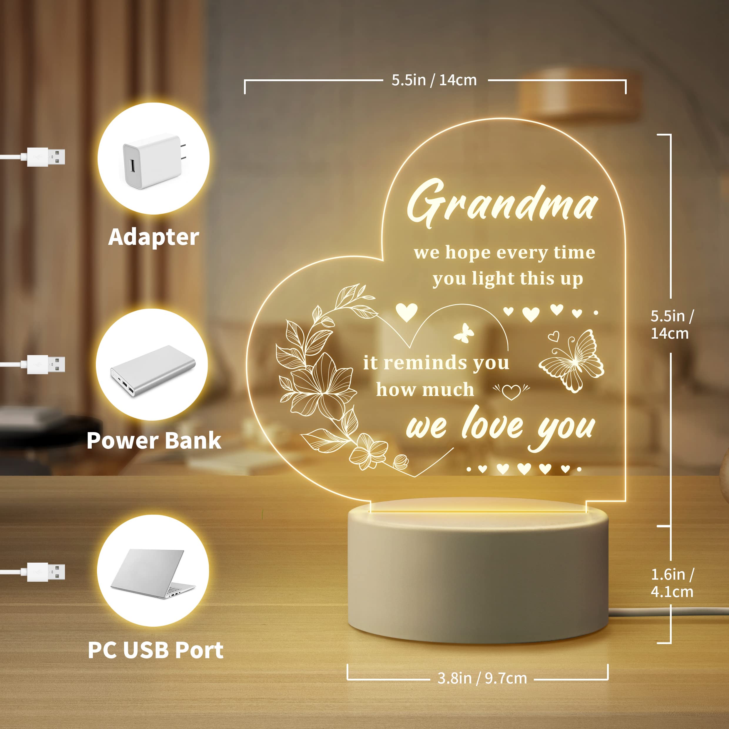 Quaintir Engraved Night Light - Perfect Grandma Gifts For Birthday, Mother'S Day, Christmas