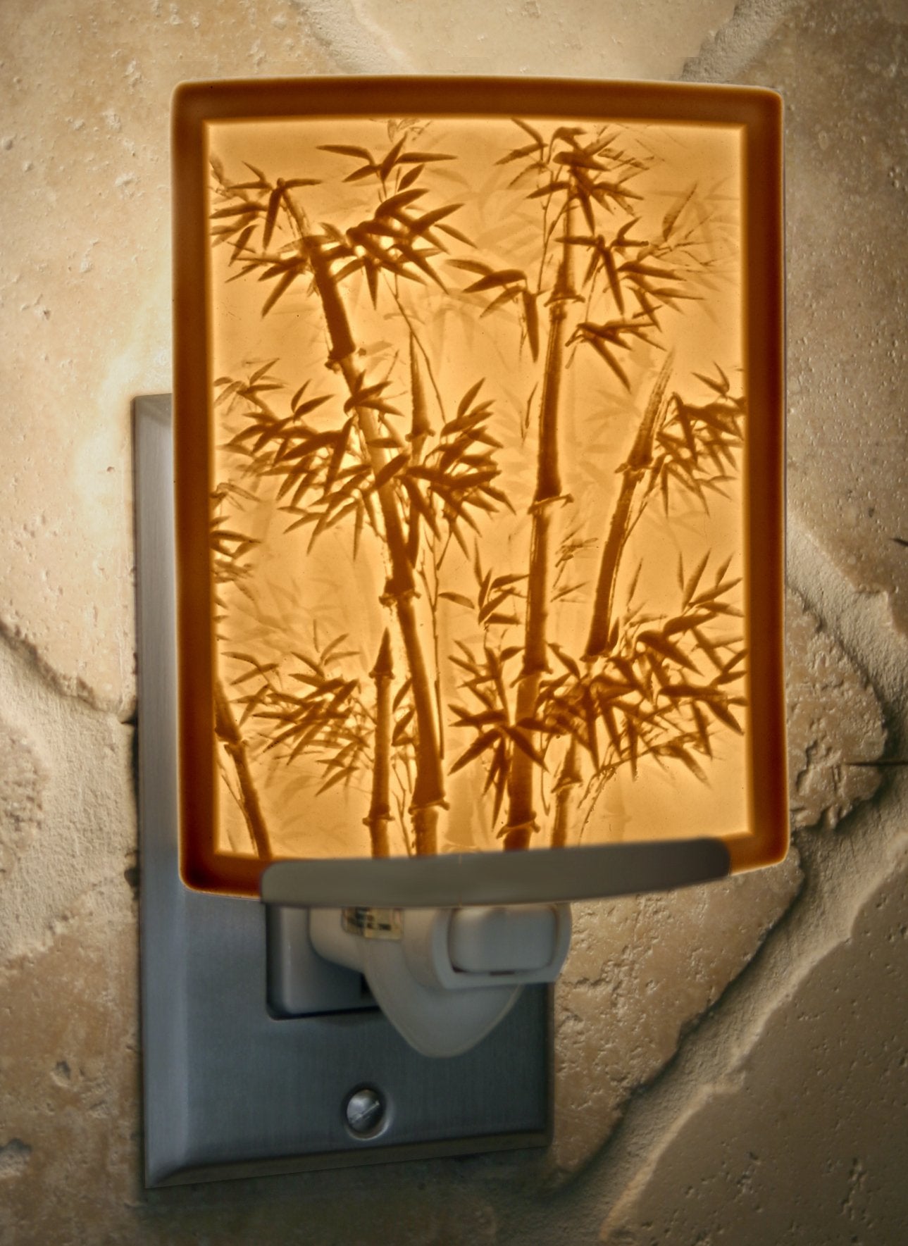 The Porcelain Garden Bamboo Night Light, Porcelain Lithophane, Decorative Wall Plug In For Kitchen, Bath, Hallway, Nursery, Asia
