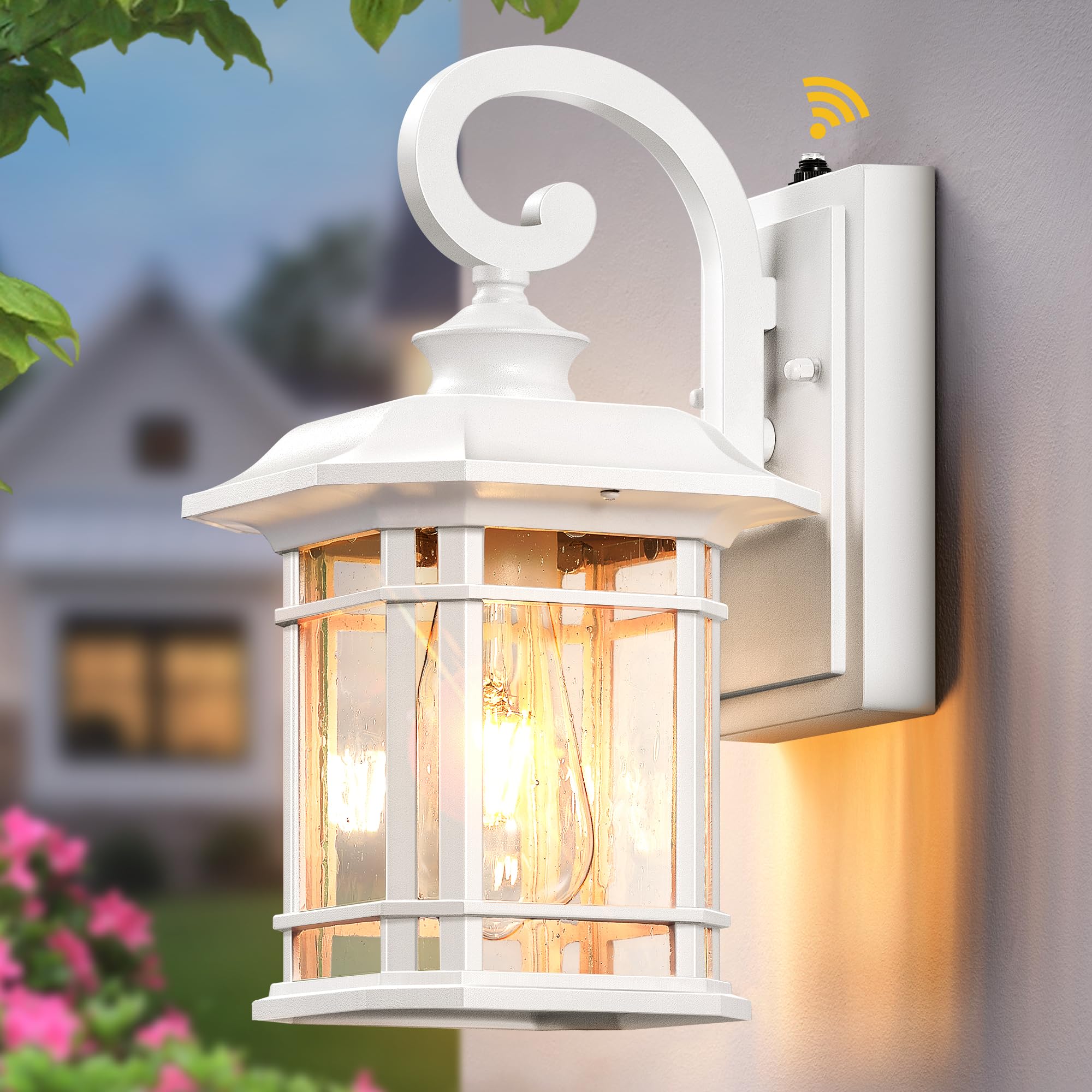 Vianis White Outdoor Wall Lights  Dusk To Dawn Outdoor Light Fixture  100% Aluminum Exterior Lighting Fixtures For House  Porch  Garden  Doorway  Waterproof