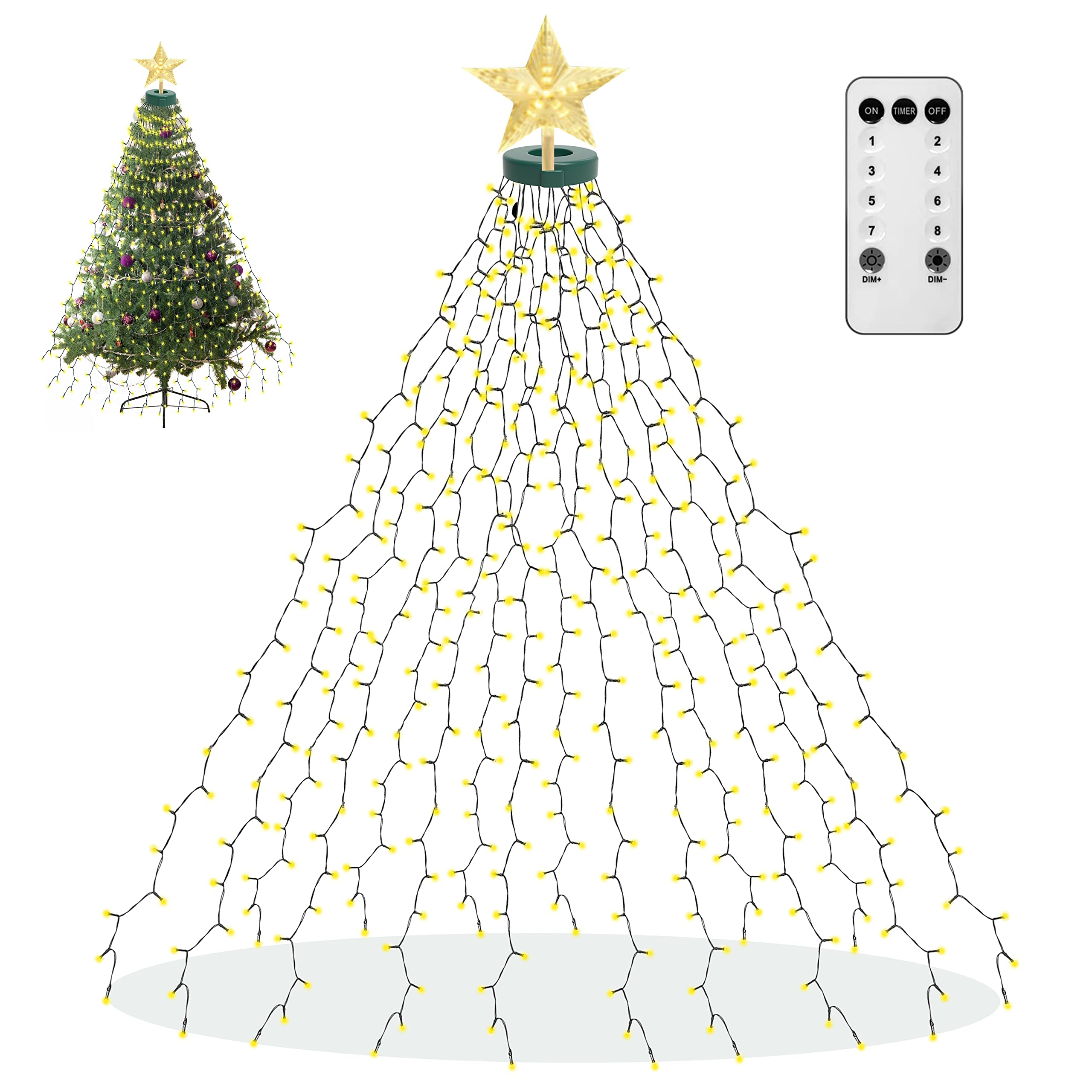aneeway Christmas Tree Lights, 410 LED, 8 Modes, 6.6FT x 16, Warm White, Remote Control, Model SW-LSL-02-410