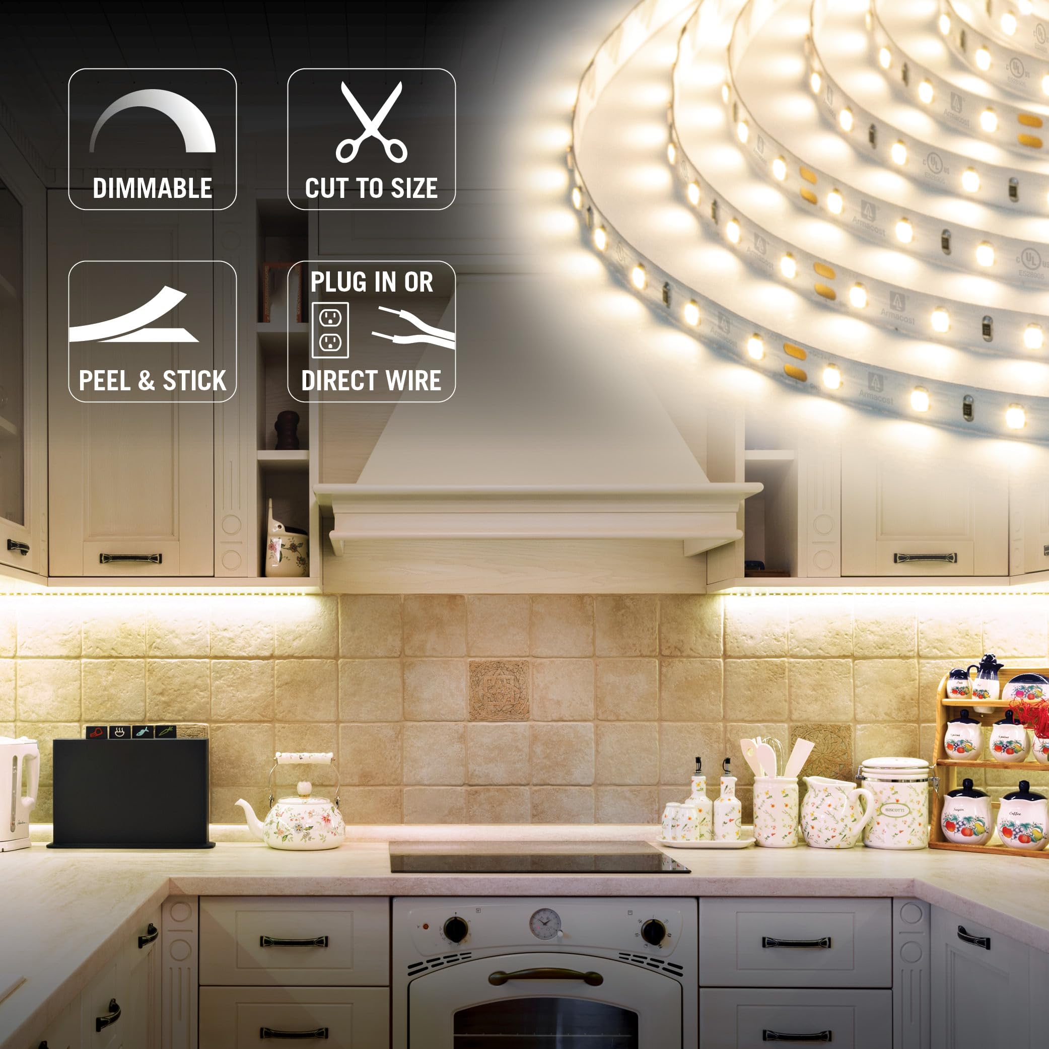 Armacost Lighting LED Tape Light Kit, 4000K Dimmable, 16.4 ft, White, Model 425502