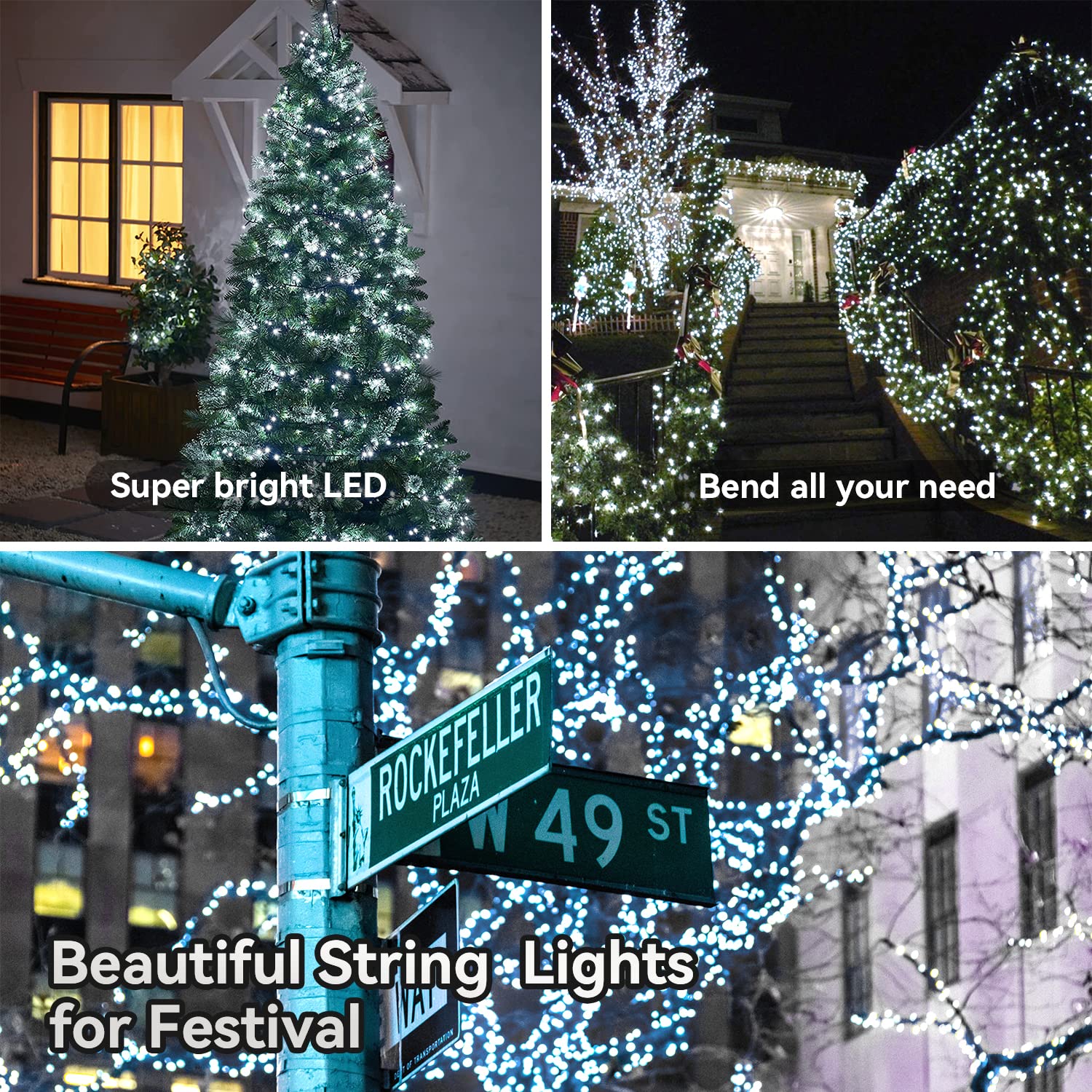 Sukesou Outdoor Christmas String Lights 33Ft 100Led Battery Fairy Lights For Indoor Outdoor Waterproof Remote Timer 8Modes Strin