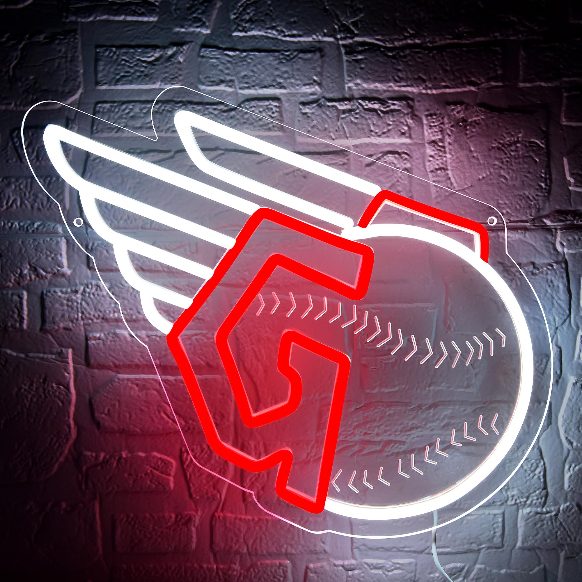 Baseball Neon Sign For Wall Decor Clevelan Team Neon Light For Man Cave Led Sign For Bedroom Birthday Gifts For Baseball Fans Neon Sign 5V Usb Powered Size14.5 * 12.5In(Zyld270)