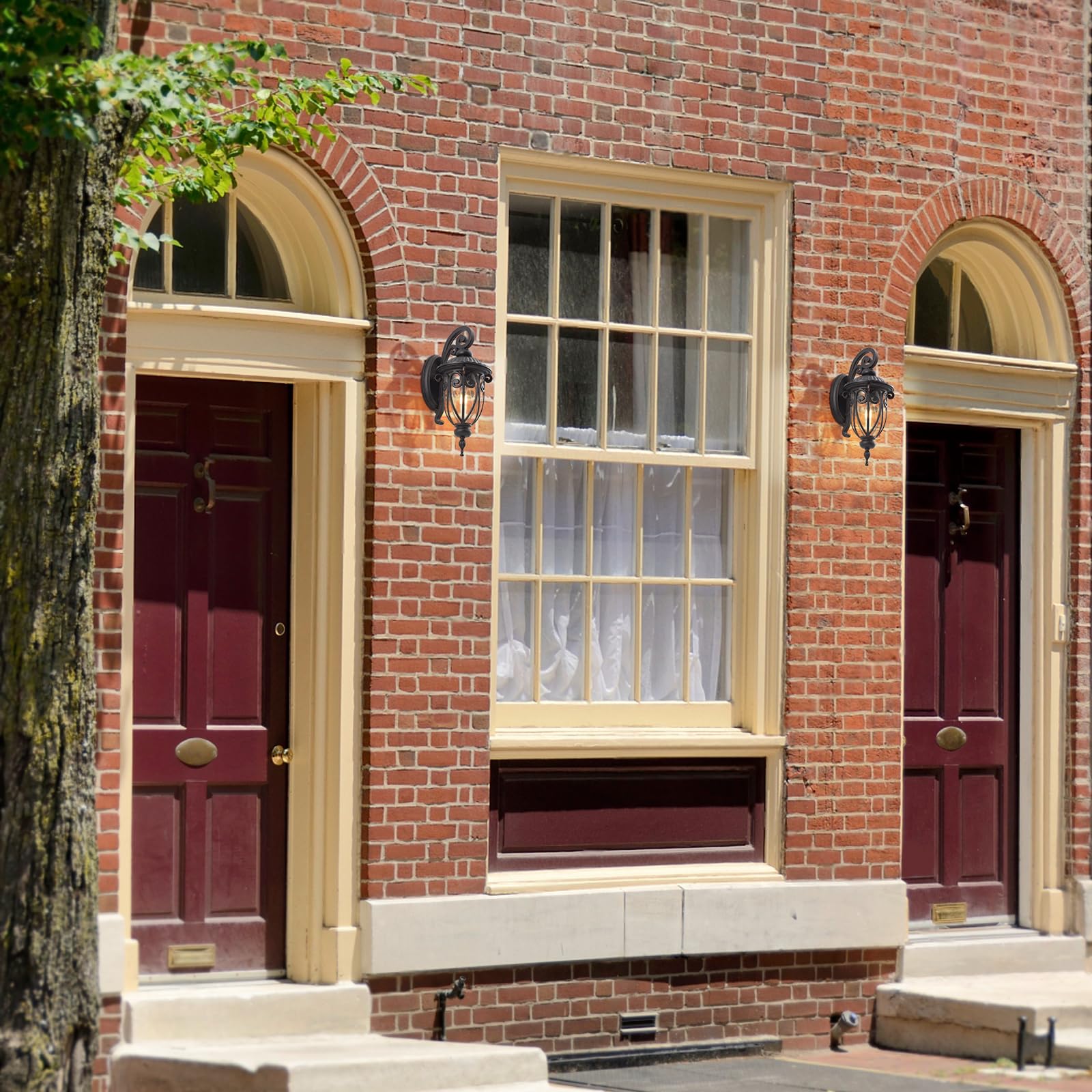 Goalplus 23&quot; Large Antique Bronze Outdoor Wall Light Sconce With Clear Glass Shade