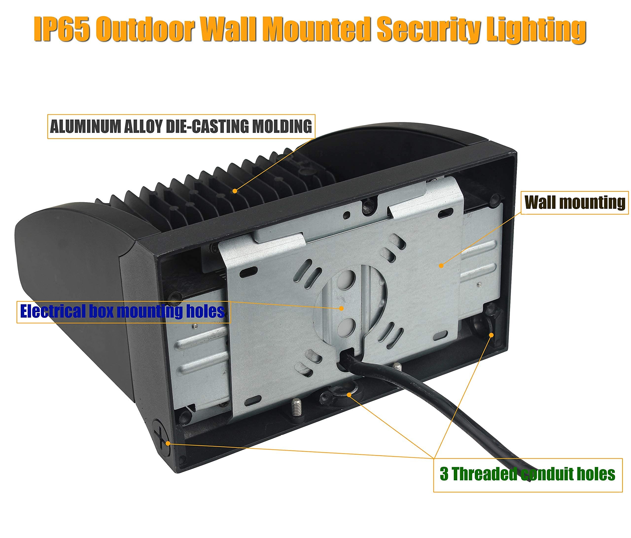 Dephen 120W Led Wall Pack Light - 5000K 16200Lm Rotatable Two Directional Wallpack, 60-120 Beam Angle Adjustable Ip65 Outdoor Co