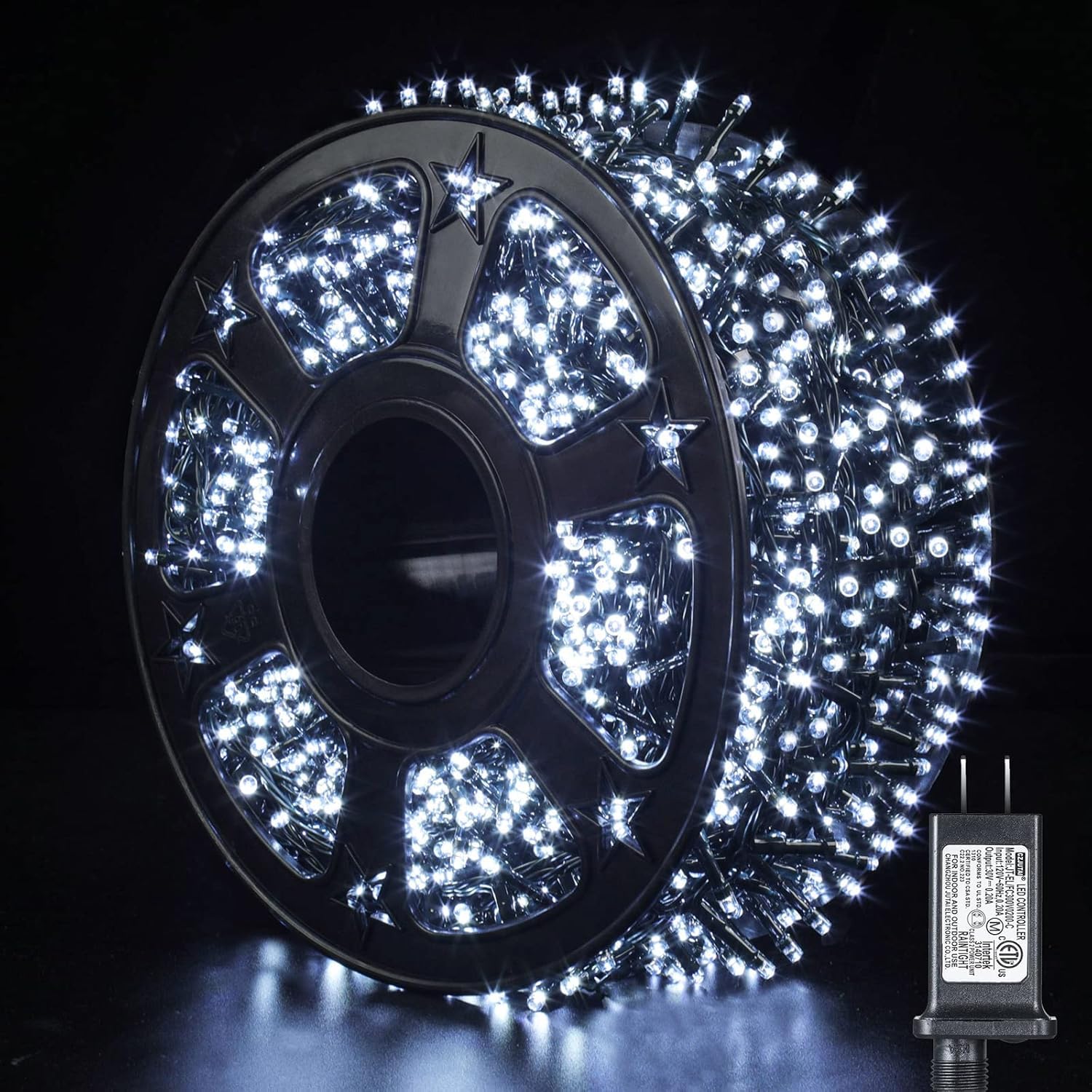 Quntis 164ft 2000 LED Cluster Christmas String Lights - 8 Modes Christmas Tree Lights - Outdoor Waterproof Dark Green Wire Christmas Lights Plug in for Holiday Wedding Party Home Decor, White