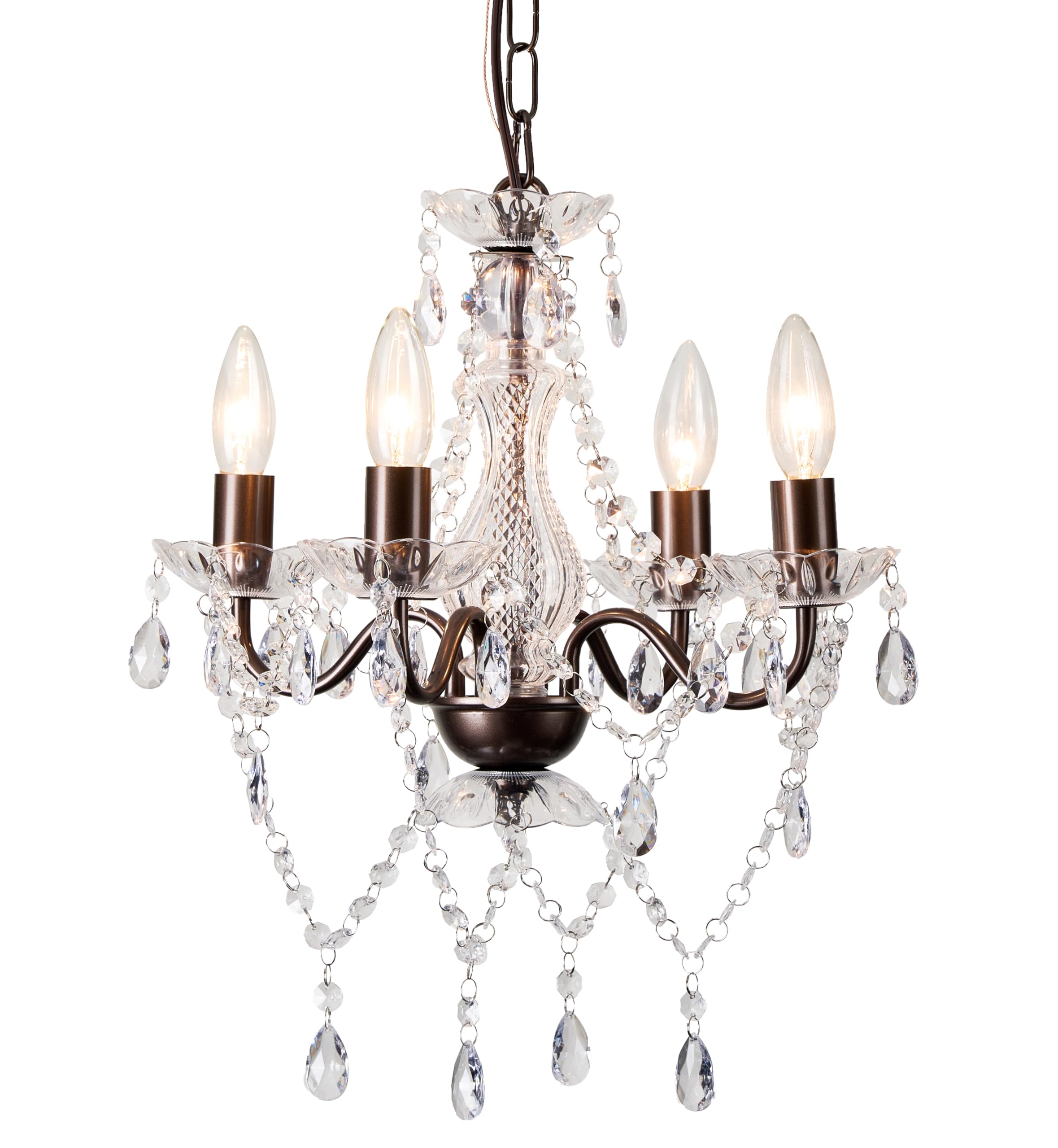 Mini Acrylic Crystal Chandelier Classic Bronze Chandelier Lighting 4 Lights Candle Style Chandelier for Living Room