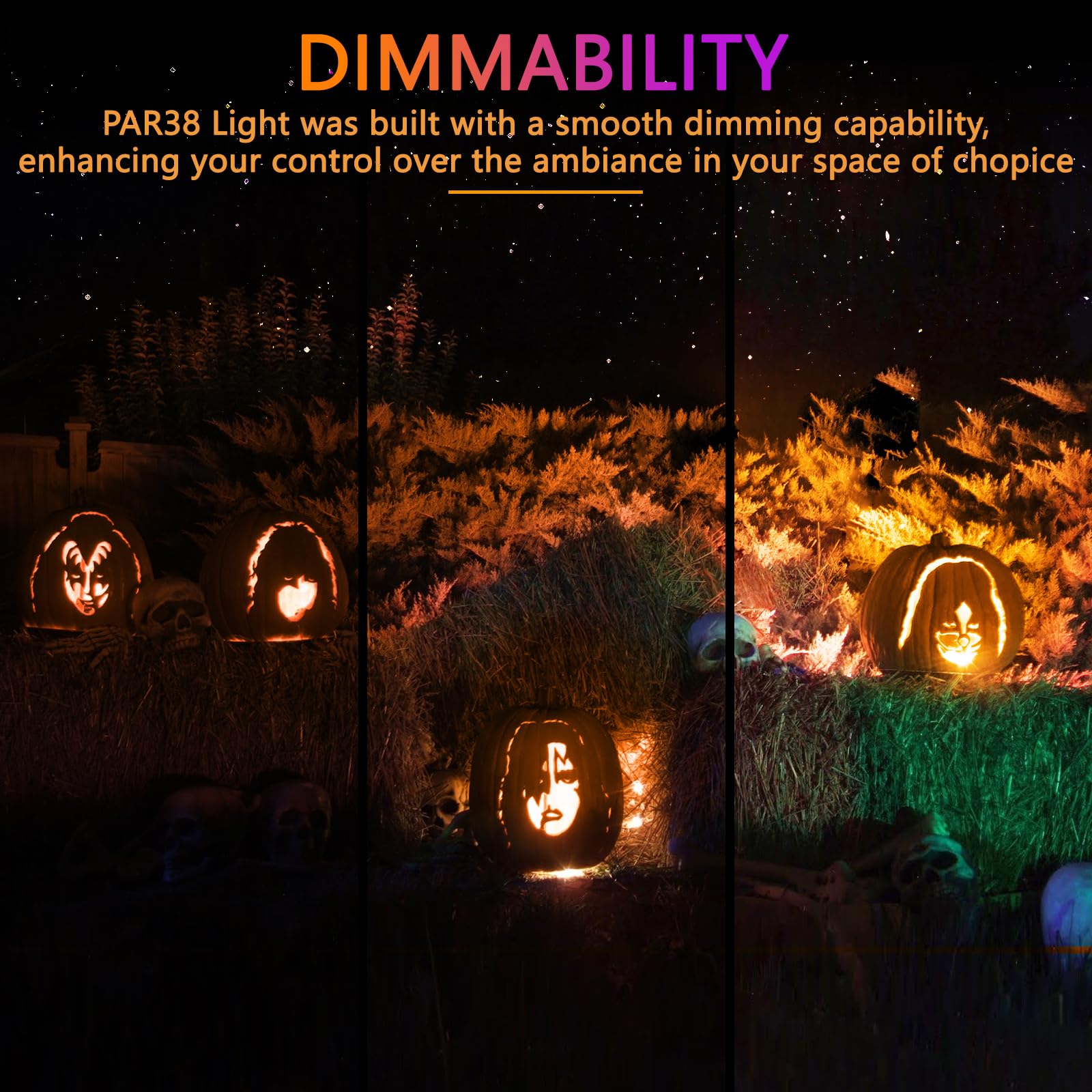 Gonhom 4 Pack Par38 Orange Flood Lights Outdoor, Dimmable Flood Orange Light Bulb,20W(Equivalent To 200W),E26 Base,Halloween Lig