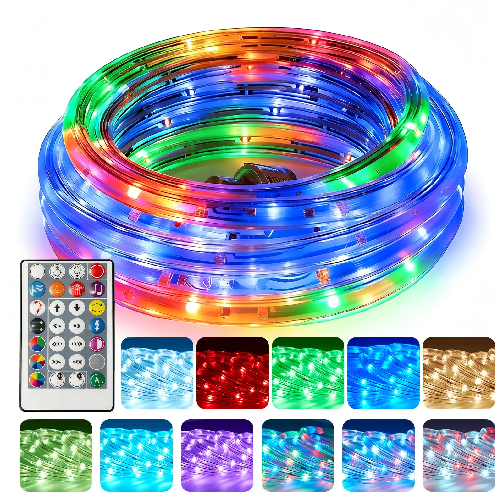 Areful Outdoor Smart Rope Lights, 16FT Waterproof Color Changing, Music Sync, Remote Control, Connectable Design, Model BL-16.4FT-CR-RGB