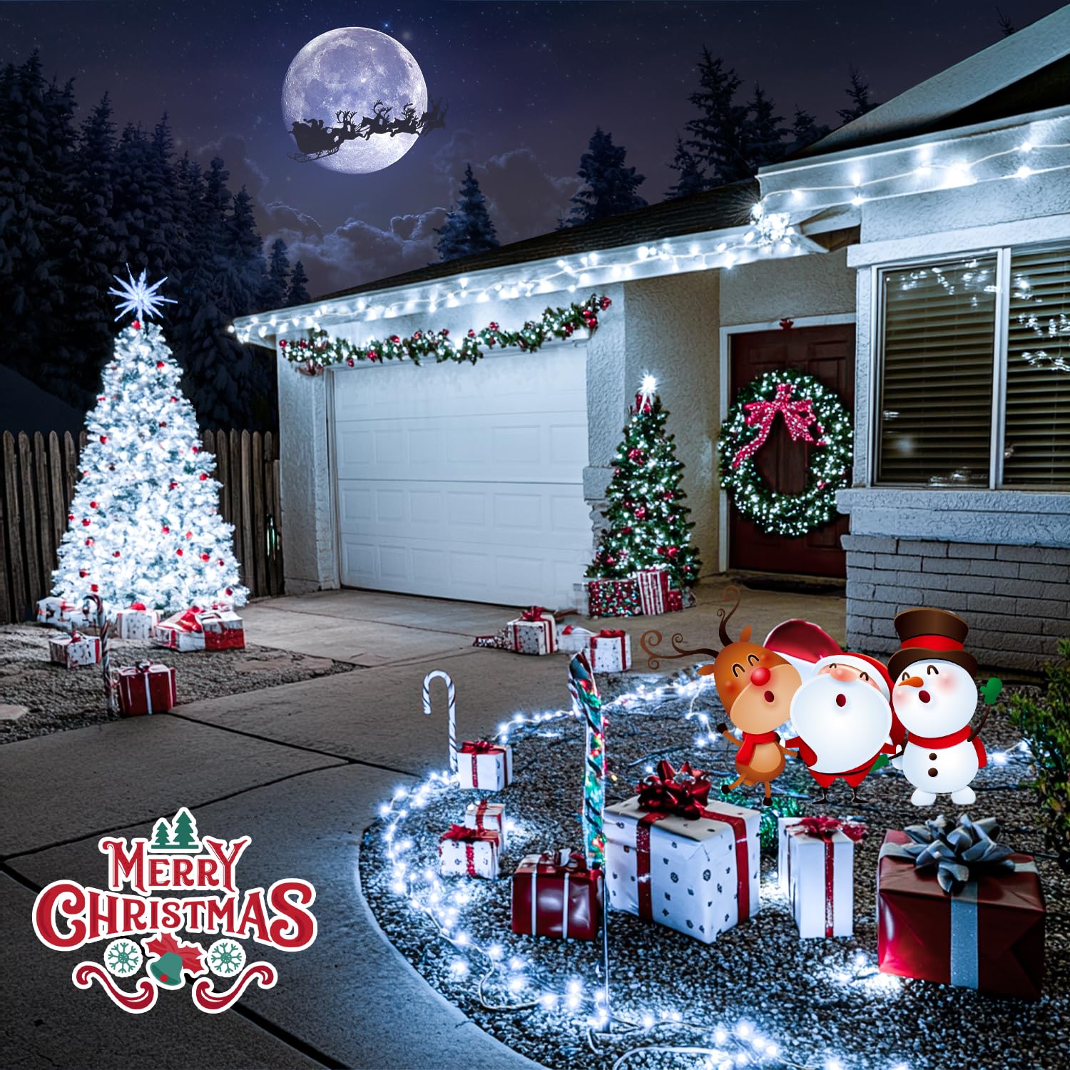 Jmexsuss 150 Led White Christmas Lights Indoor Outdoor Waterproof, 59 Ft Connectable White String Lights With 8 Modes For Tree, Patio, Party, Christmas Decorations