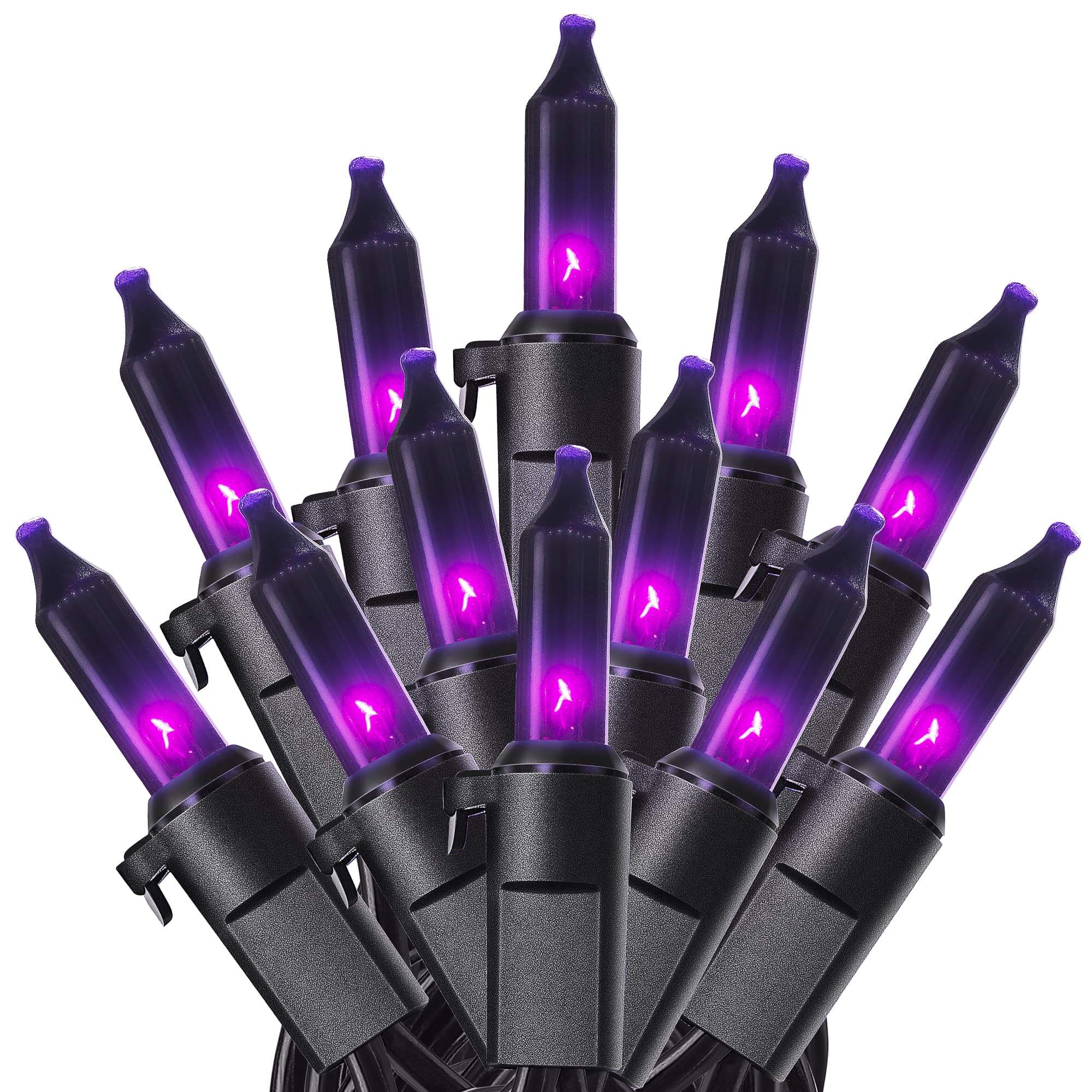 woohaha Purple String Lights Set, 50 Mini Fairy Lights, Plug-in, 11Ft for Halloween, Indoor, Home, Bedroom, Christmas Tree