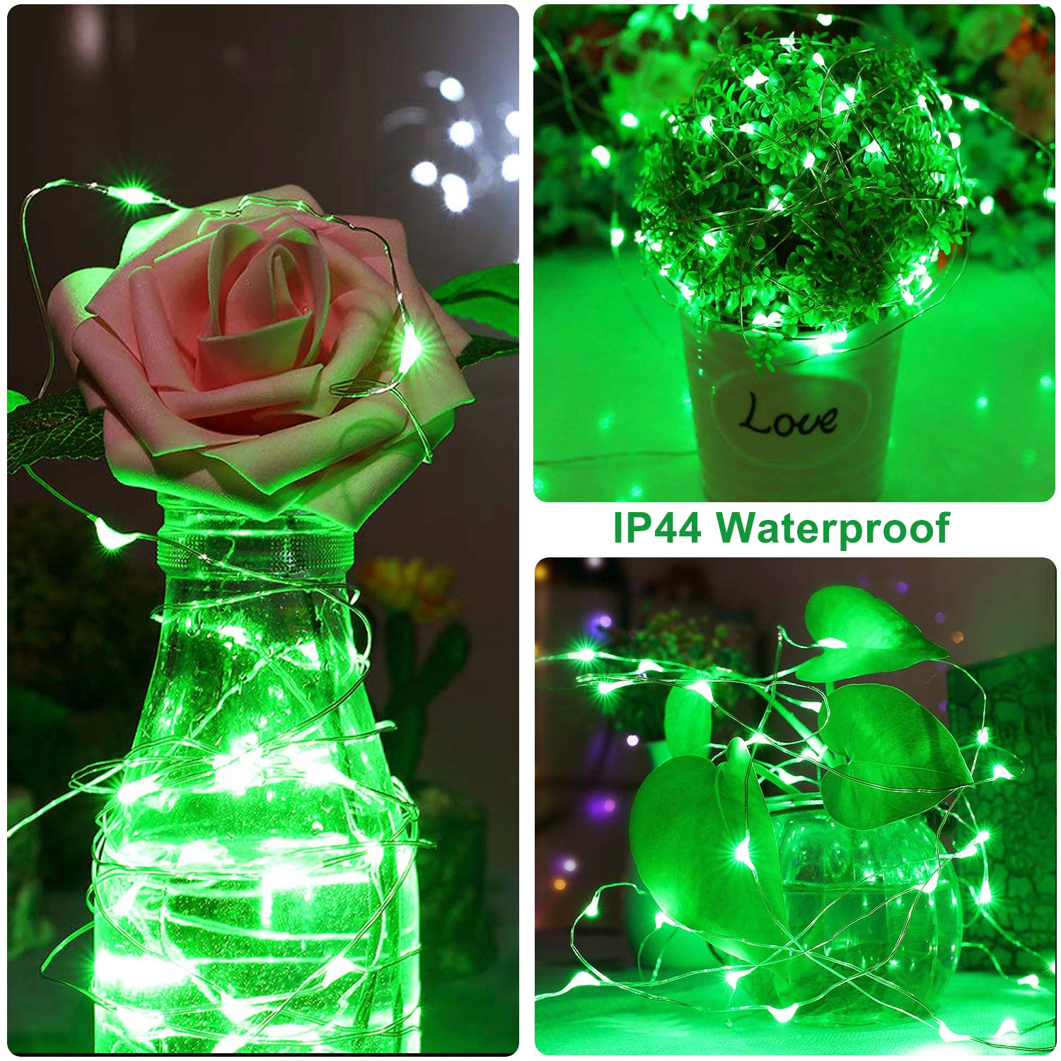 Blingstar Fairy Lights 2 Pack USB Powered String Lights 33Ft 100LED Christmas Lights Silver Wire Decorative Firefly Lights for S