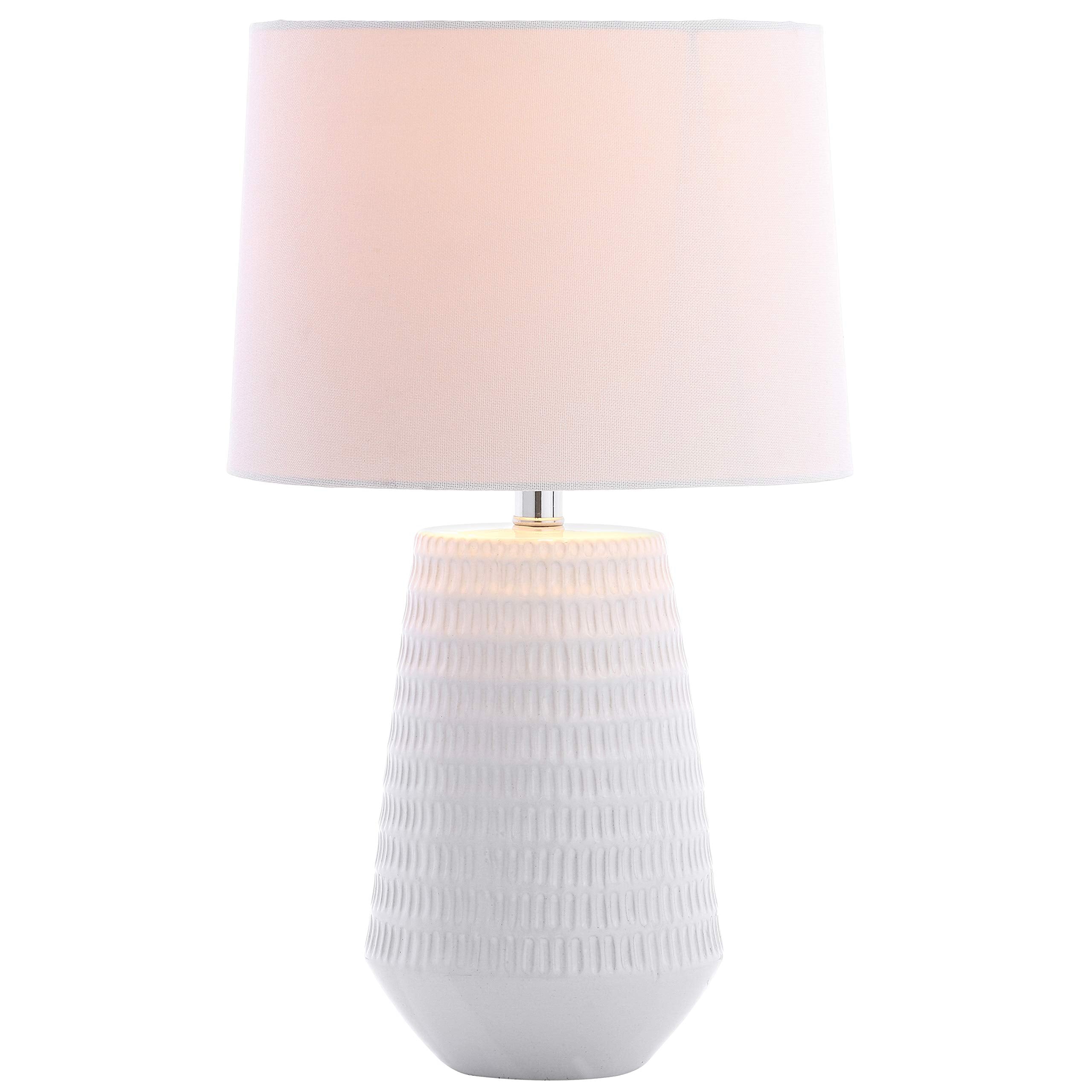 Safavieh Lighting Collection Stark White 28-inch Bedroom Living Room Home Office Desk Nightstand Table Lamp (LED Bulb Included)