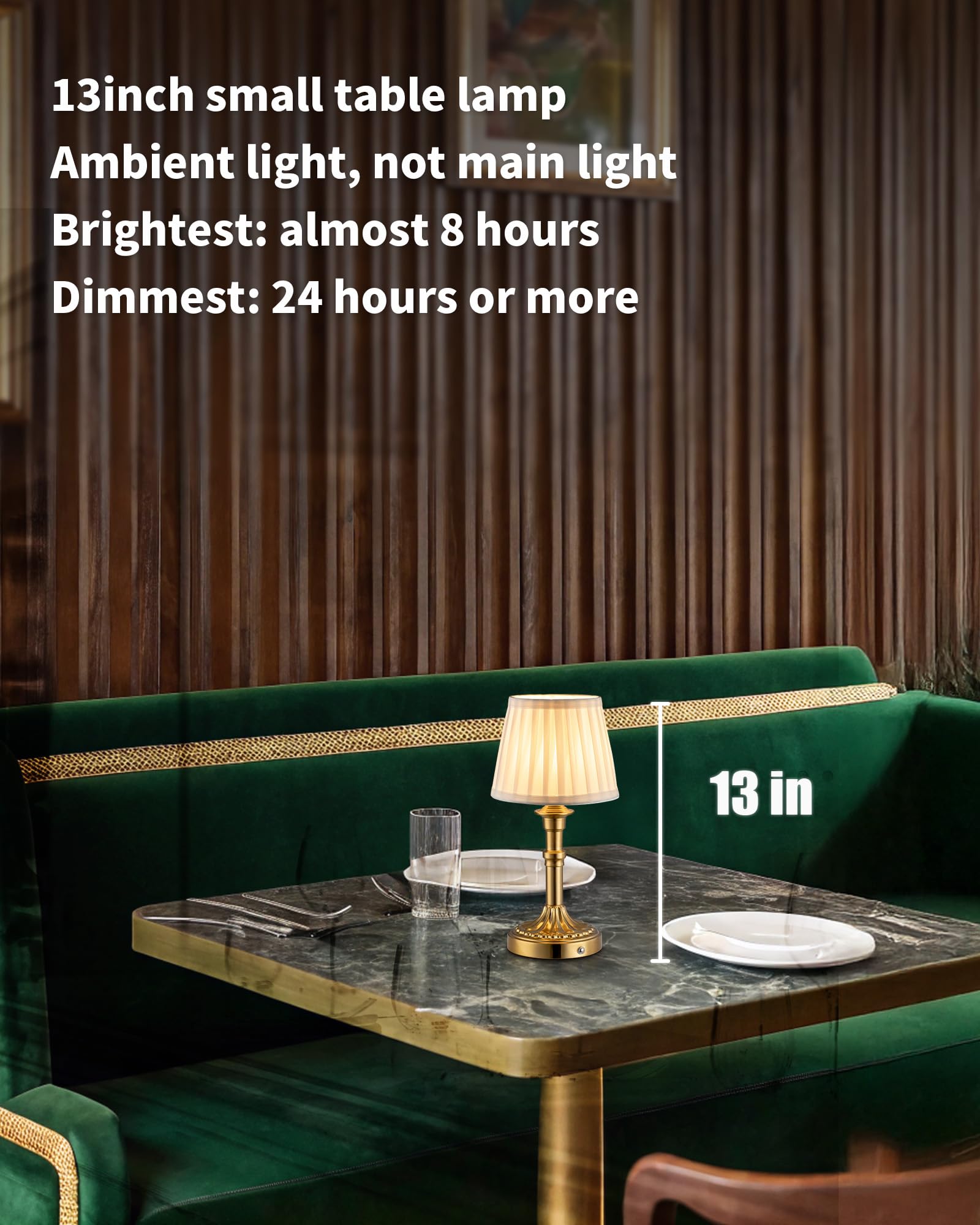 Kdg Cordless Portables Table Lamp, Led Fabric Shade Small Desk Lamps, 4000Mah Battery Powered Lighting, 2700K Stepless Dimmable