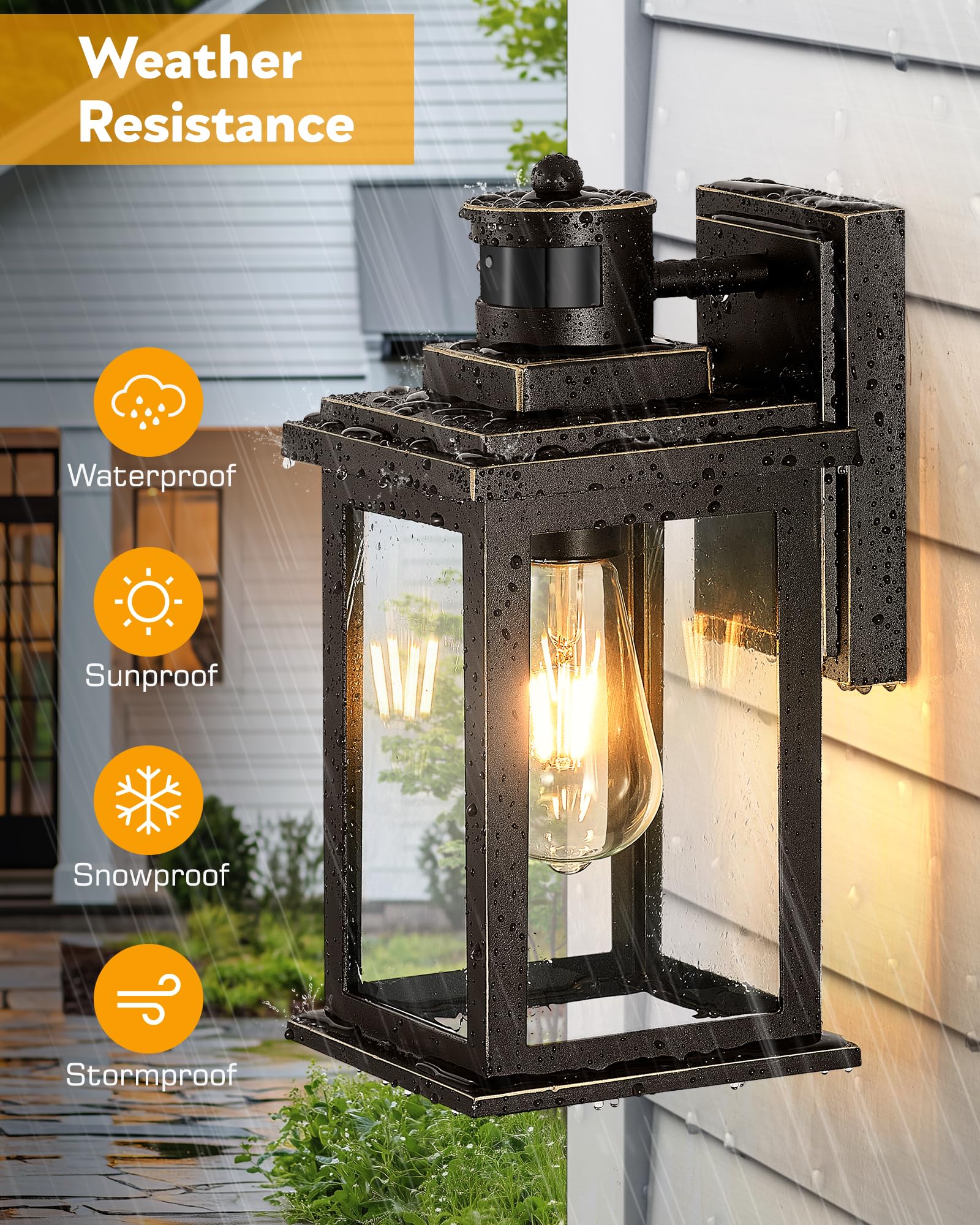 Vianis Distance-Adjustable Motion Sensor Outdoor Lights  Oil Rubbed Bronze Wall Mounting Porch Light  Waterproof Dusk To Dawn Exterior Lighting Fixtures Sconce  Anti-Rust Outdoor Lanterns For Porch.