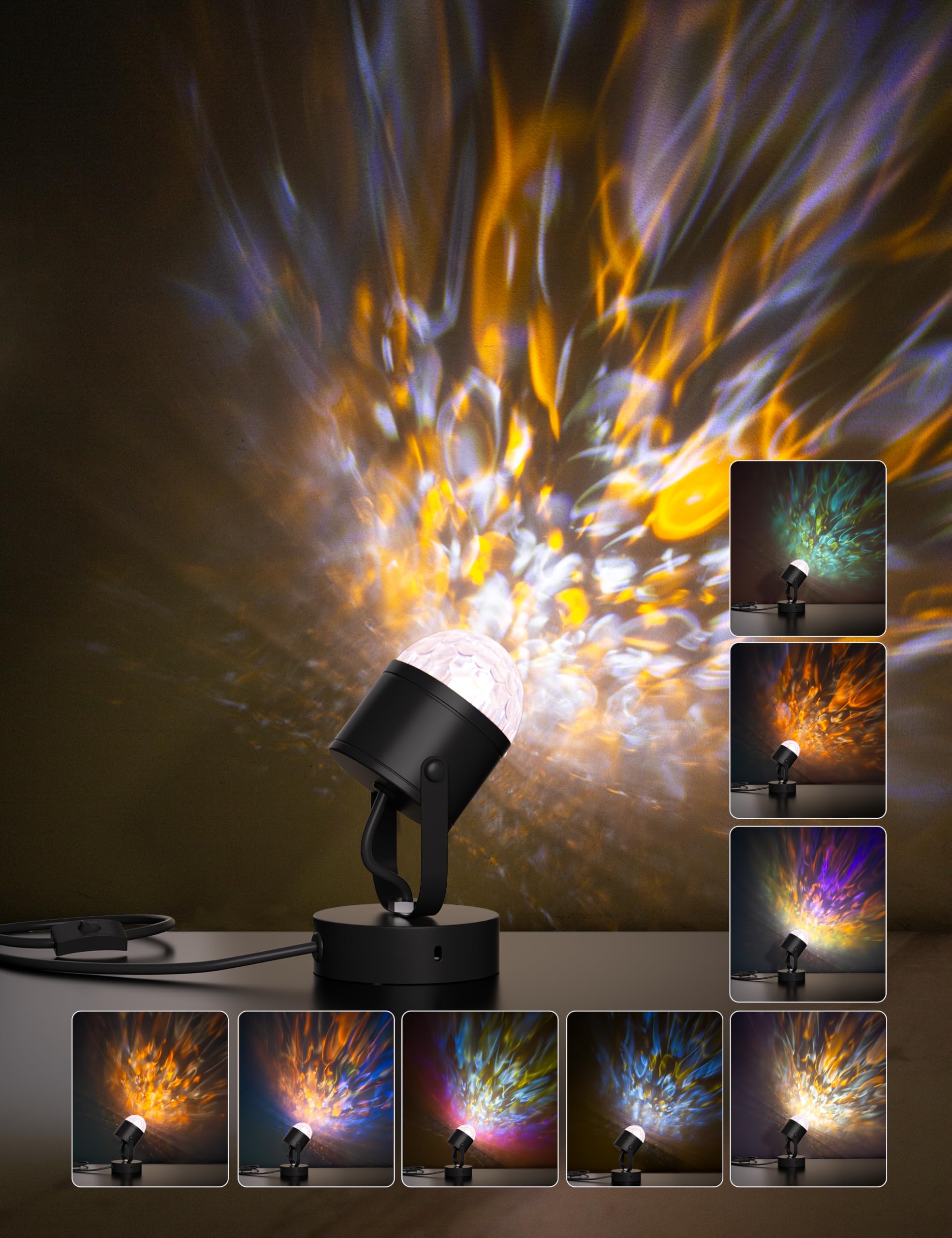 Joyzy Ocean Wave Table Lamp, Color Changing Ambient Light, Aluminum, Model TL0003, Black