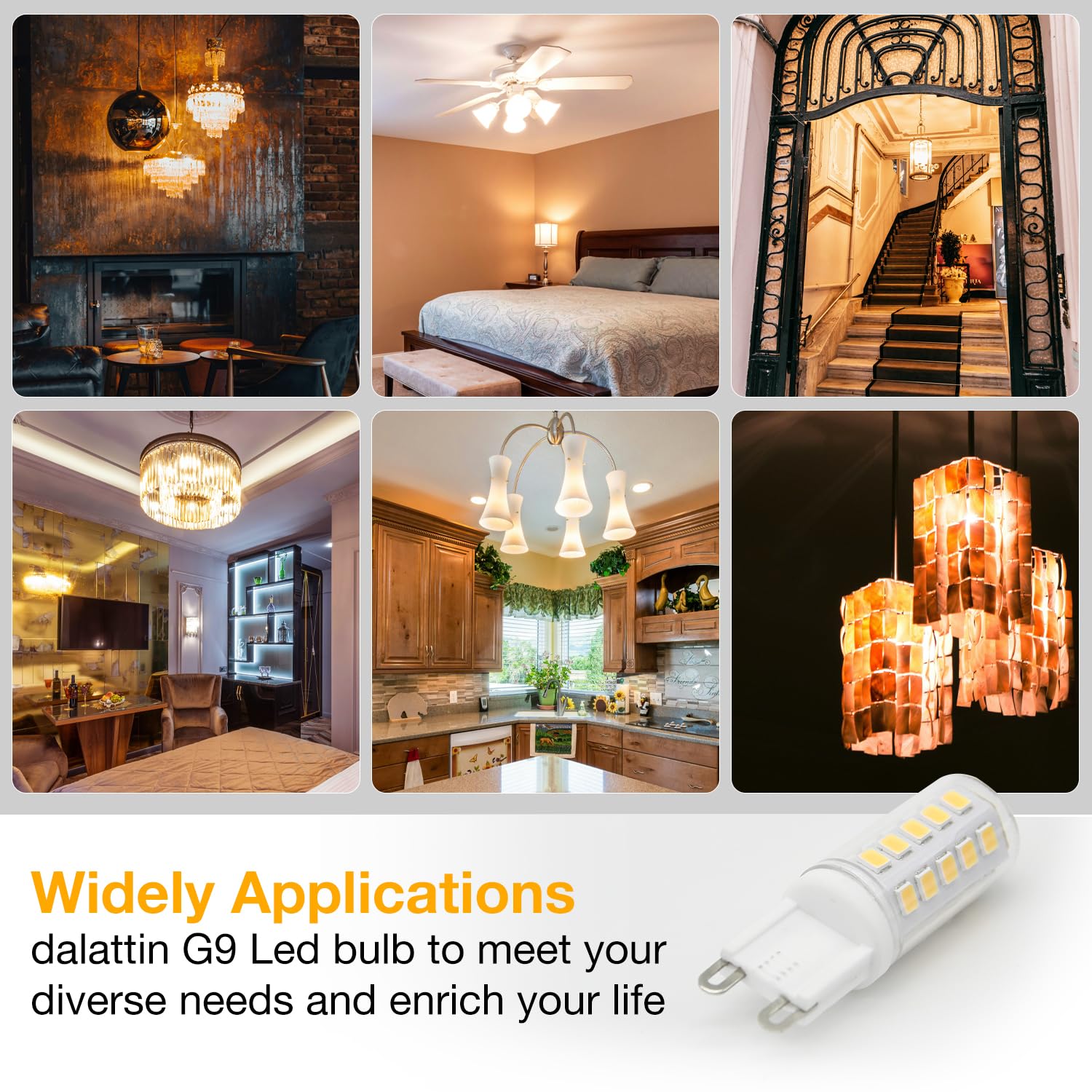 Dalattin G9 Led Bulb 12 Pack 4W Equivalent 40 Watt,3000K Soft Warm White,T4 Replacement Halogen G9 Bulb,450Lm, 360Beam Angle, No