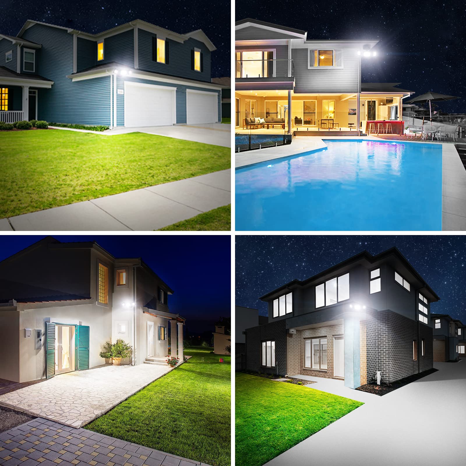 Onforu 60W LED Dusk to Dawn Flood Light, 6000LM, IP65 Waterproof, 3 Adjustable Heads, 6500K, Brown, Model B60
