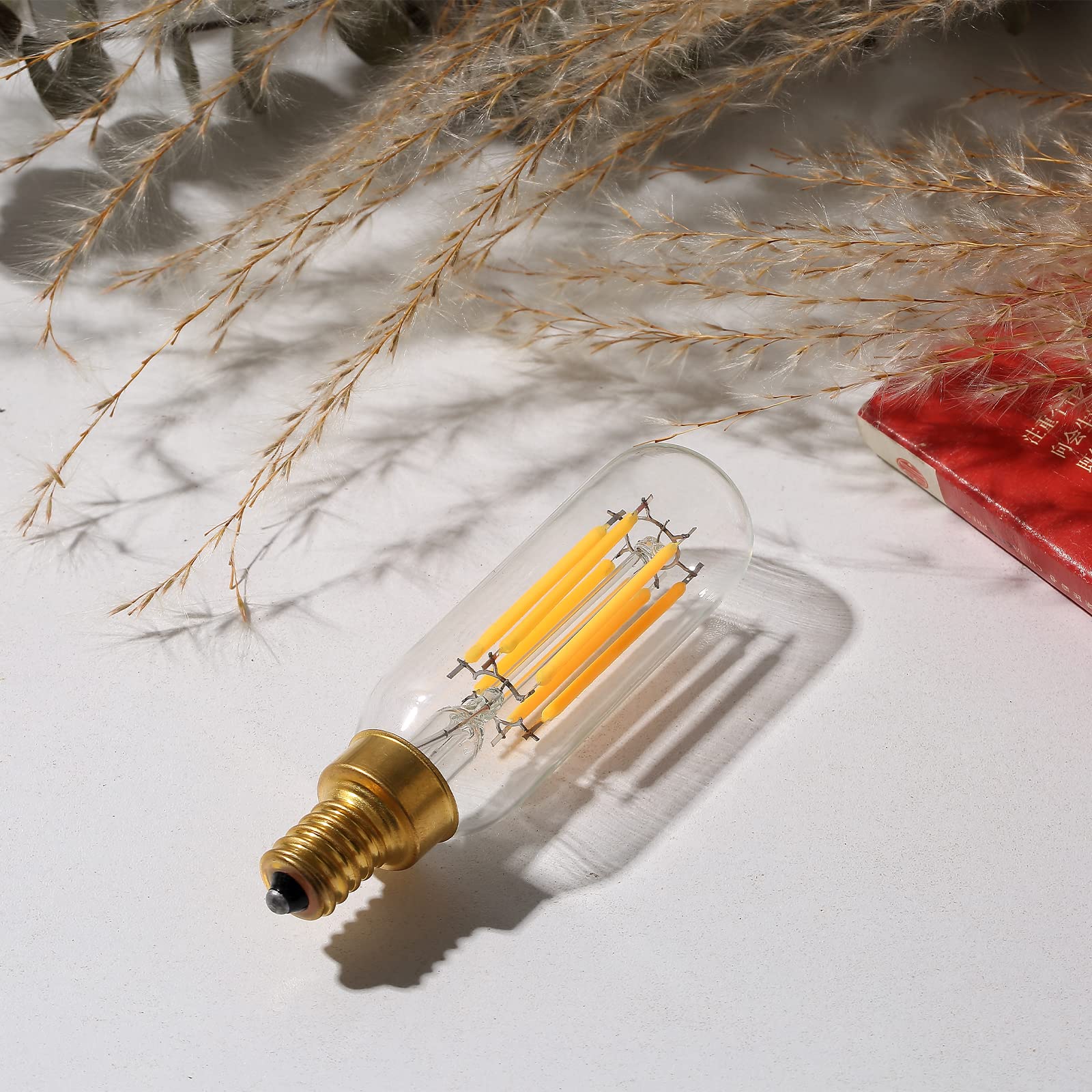 Create Bright Vintage Led Edison Bulbs E12 Candelabra Dimmable Light Bulbs T6 T25 80W Equivalent,2700K Warm Light,3.58 Inch,12-P