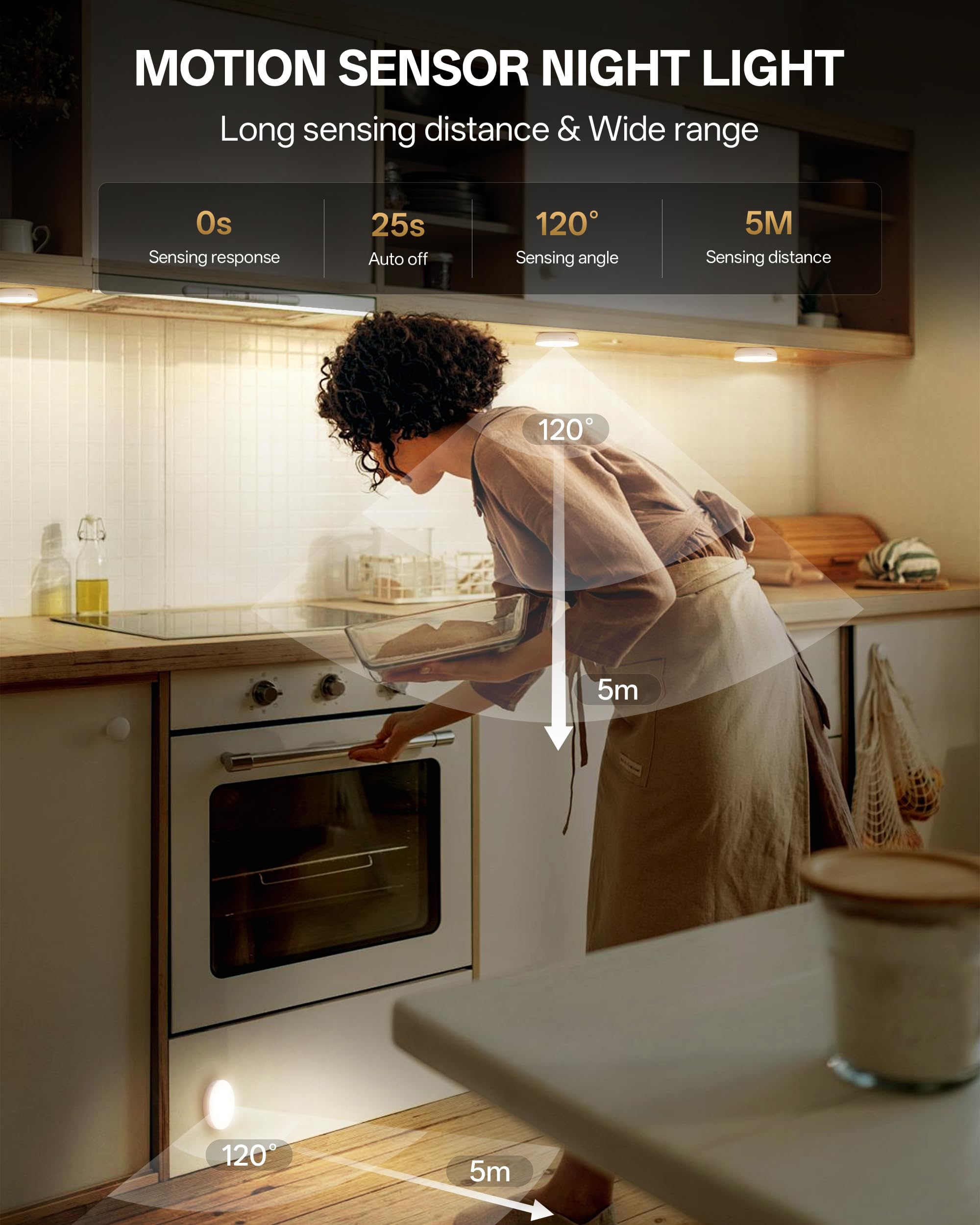 Homelist Motion Sensor Lights, 6 Pack Rechargeable Puck Light, 1500mAh Battery, Upgraded 3 Color Temperature, Model XD036-KJ