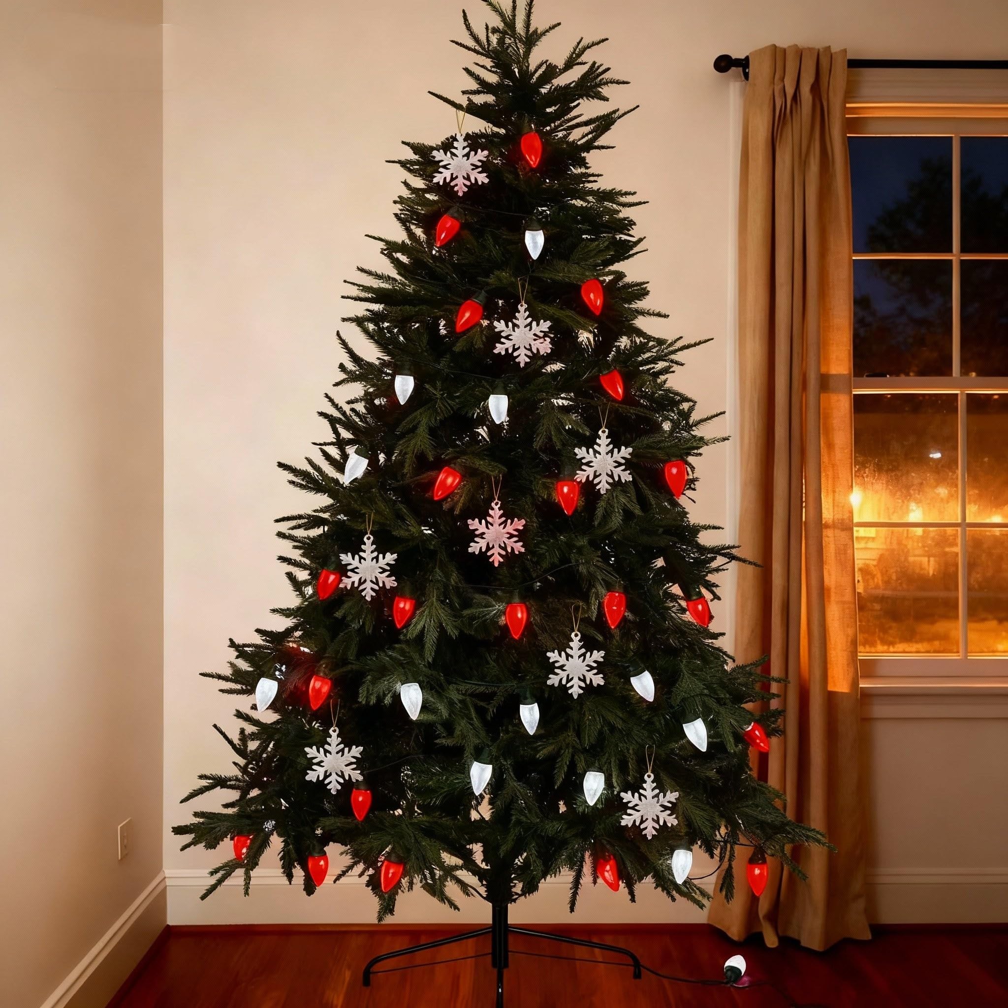 Ucutely C9 Led Christmas Lights Outdoor 33 Feet 50 Led 8 Lighting Modes Waterproof Connectable Christmas String Lights For Outside Roofline Patio Home Xmas Decorations (Red & White)