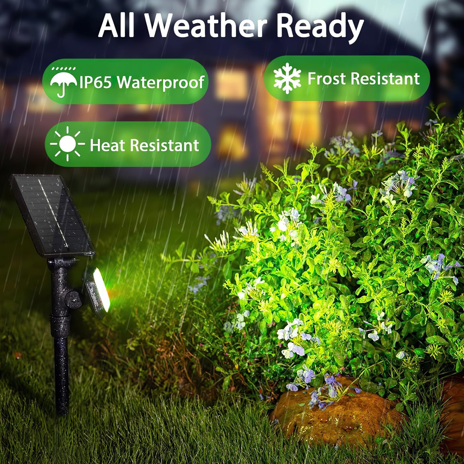 JSOT Solar Spot Lights - 700 Lumen Waterproof Outdoor Landscape Lighting - Cool White Light - 4 Pack - ABS Plastic & Monocrystalline Silicon