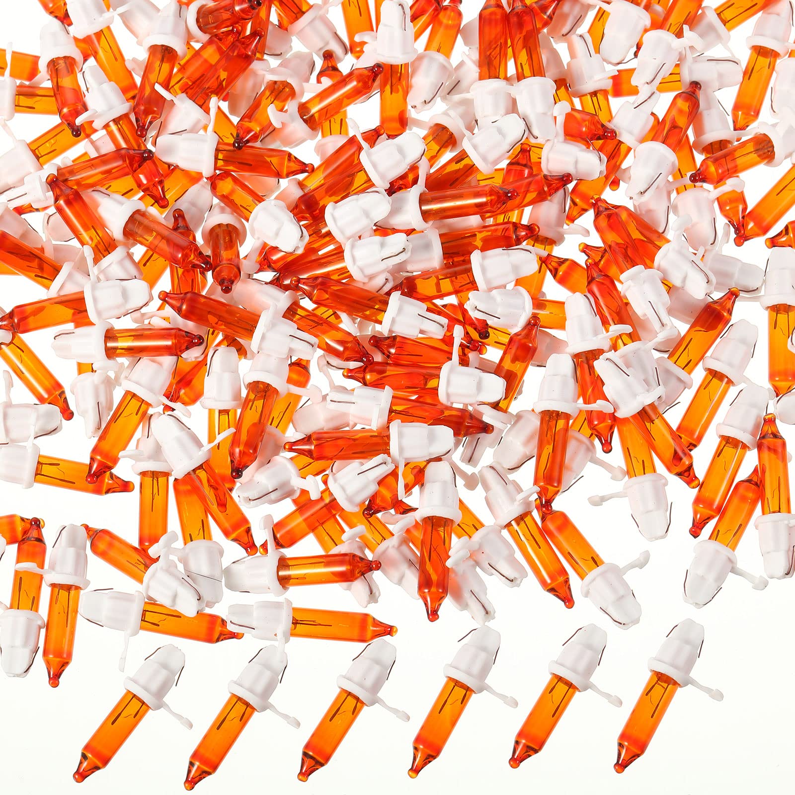 100 Count 2.5V Christmas 50/100/150/200 Count Mini Incandescent Wire String Lights Replacement Bulbs Indoor/Outdoor Christmas Lights Decorations For Home Xmas Tree (White Base With Orange Bulb)