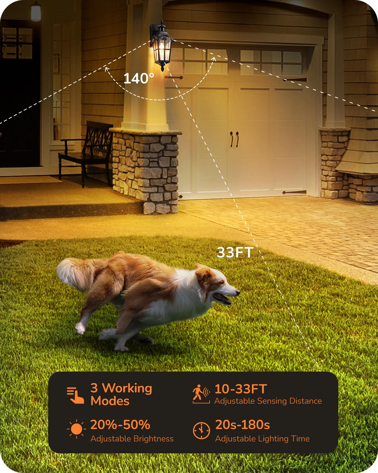 Edishine Motion Sensor Outdoor Lights, Porch Light With Gfci Outlet, Exterior Lighting Fixtures Dusk To Dawn Outside Wall Sconce