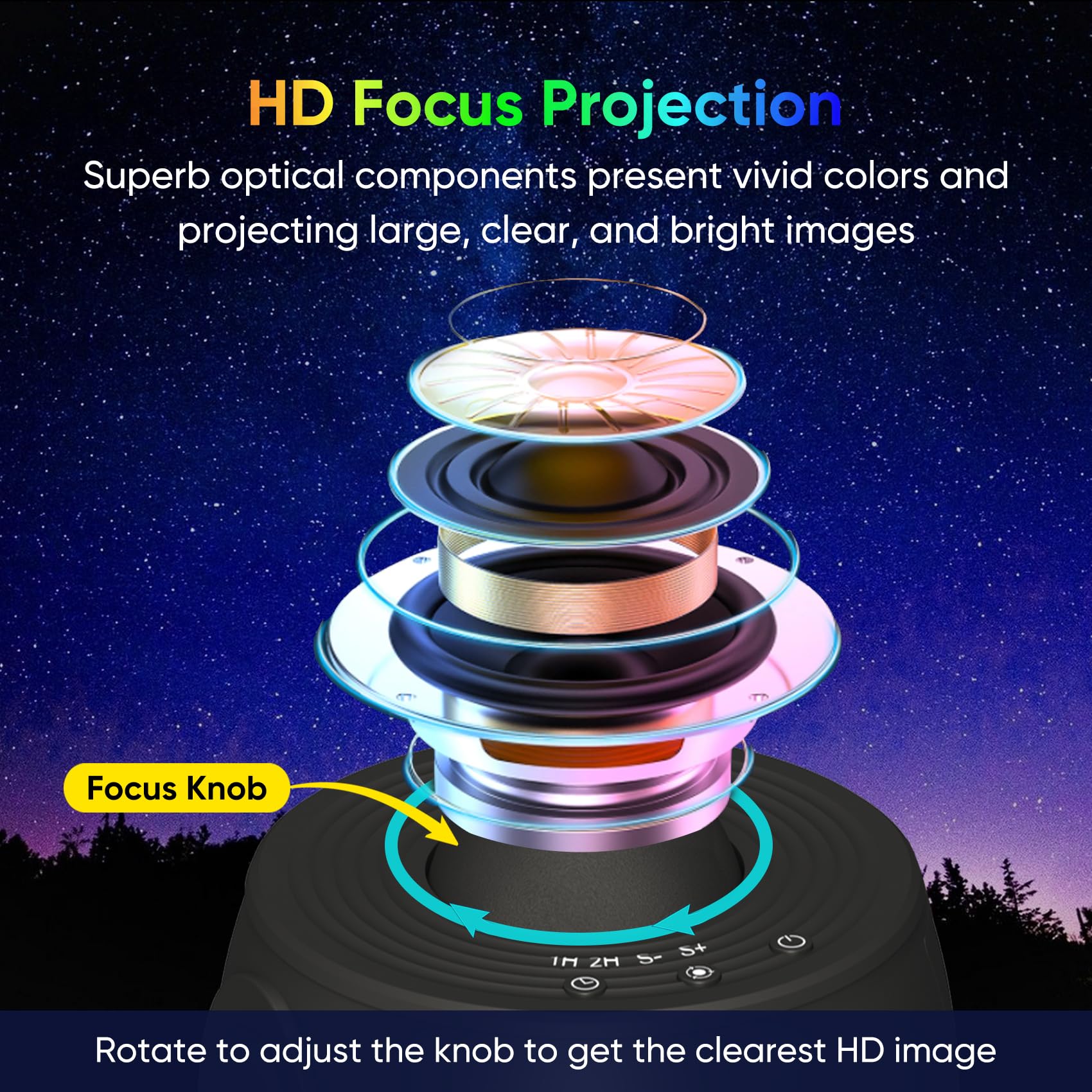 FlyEagle Galaxy Projector - HD Star Light Projector, 360° Rotating, Deep Black, Model BL-DQY02, 13 Film Discs, 1/2h Timer