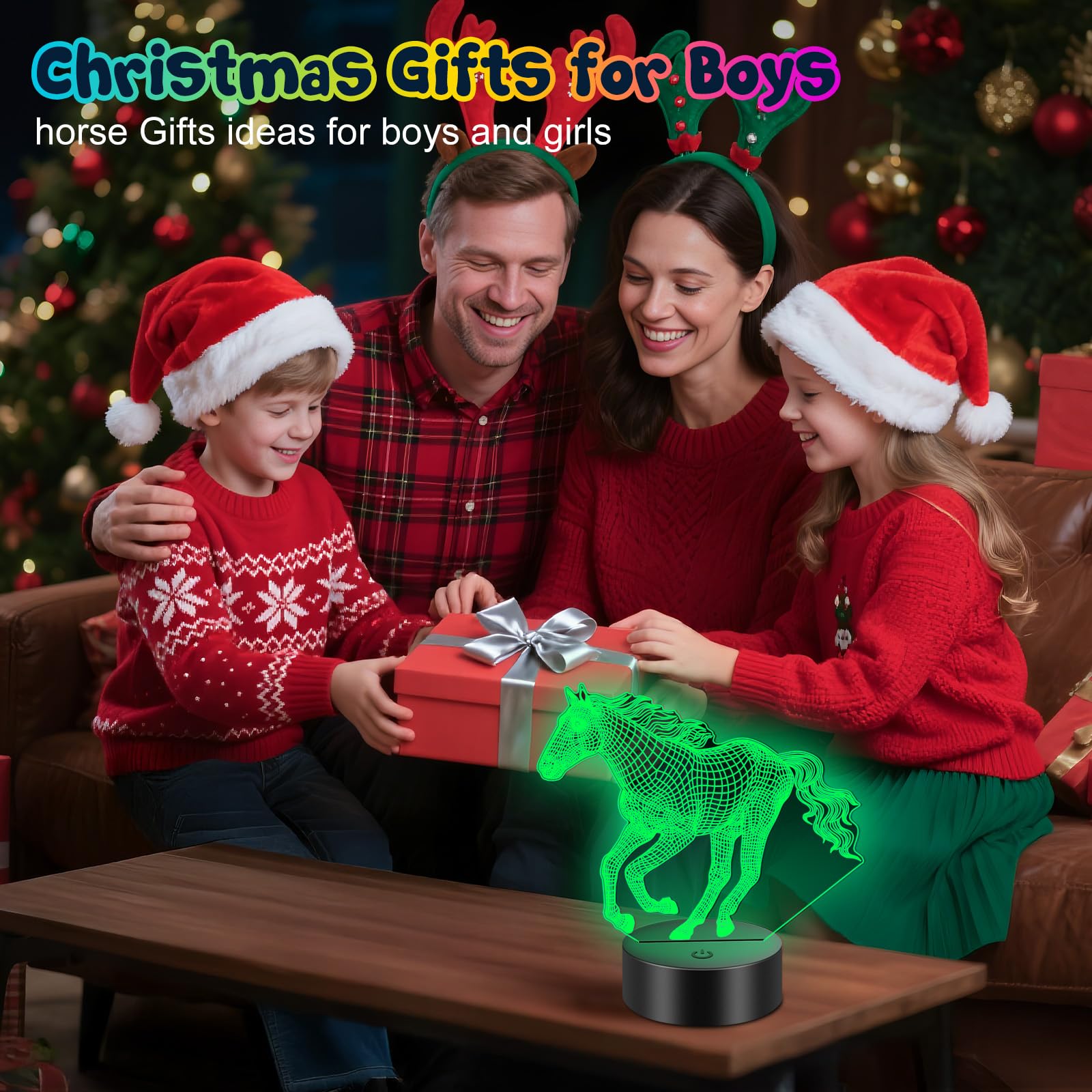 Linkax 3D Illusion Night Light & Soccer Gift For Teens  Boys & Kids - 8 To 12 Year Olds - Football Accessories & Room Decor (Horse)