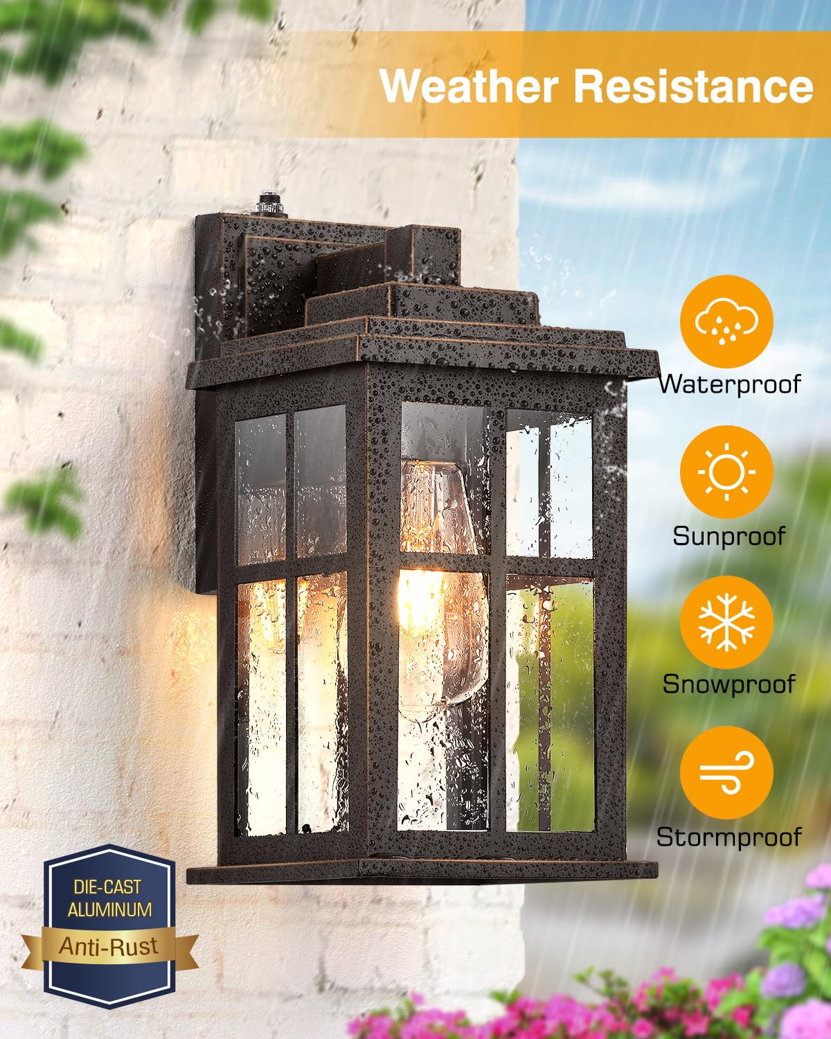 Opaxis Anti-Rust Dusk To Dawn Outside Lights  2-Pack Oil Rubbed Bronze Exterior Lighting Fixtures  Easy-To-Install Waterproof Modern Outdoor Wall Light For Porch  Garage  Front Door