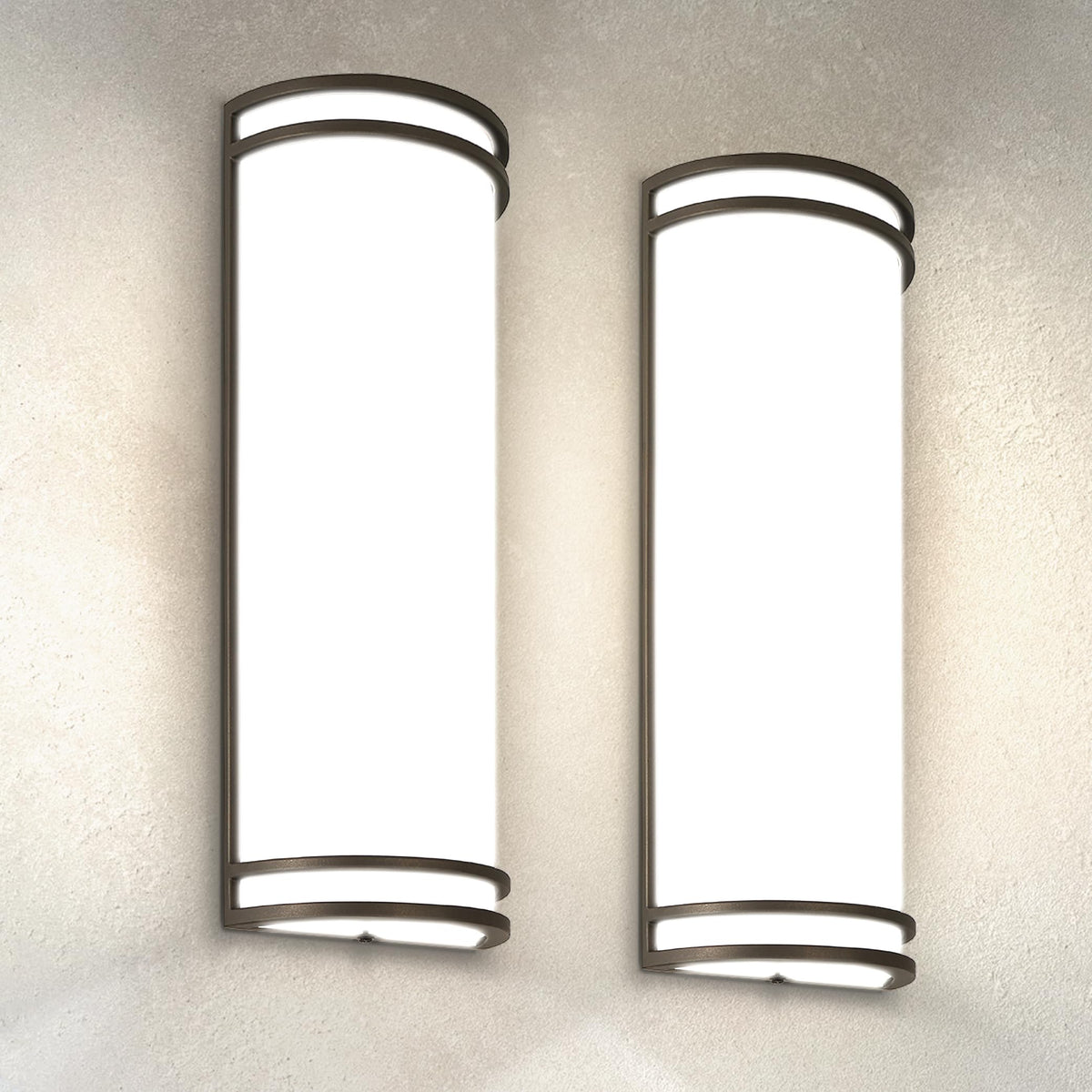 Asd 18&quot; Led Outdoor Wall Sconce - Dimmable Bronze Light Fixture, 20W, 2 Pack, Etl