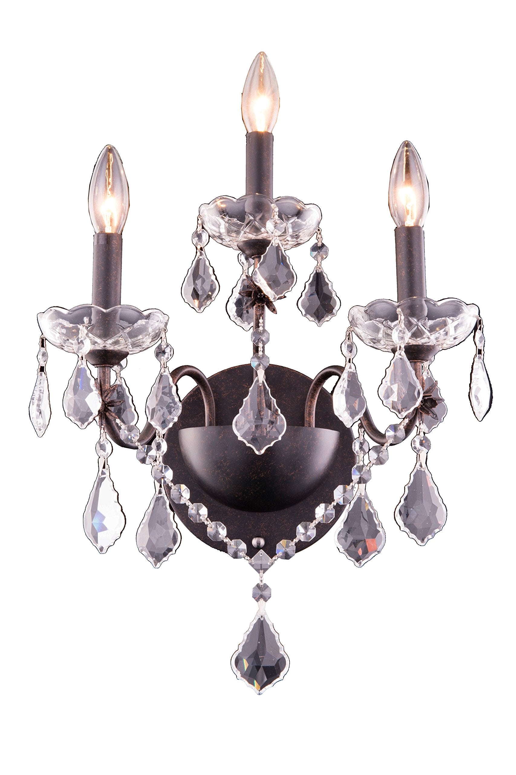 Elegant Lighting 2015W3DB-Rc 13 x 17 in St Francis collection Wall Sconce - Royal cut- Dark Bronze
