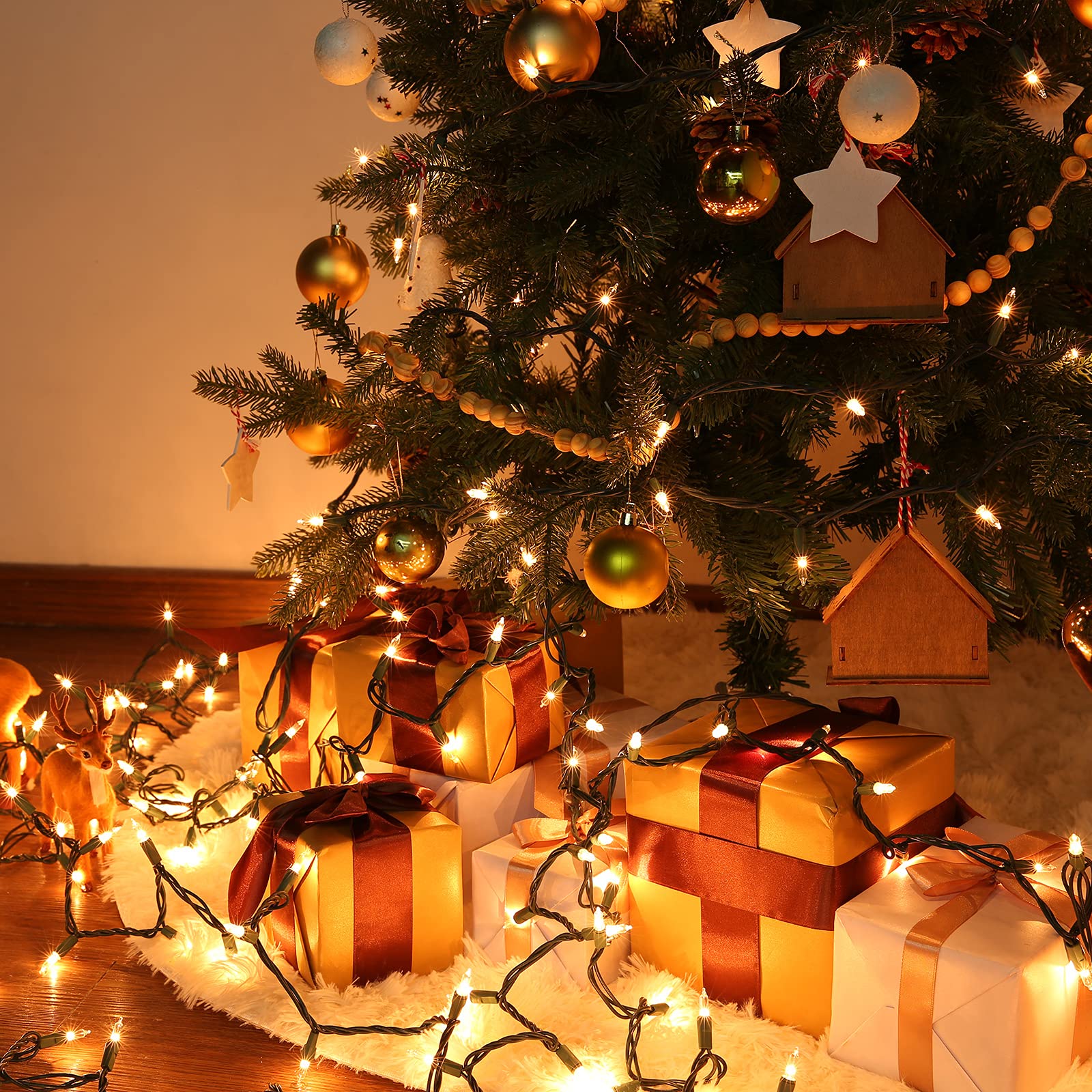 Toodour Christmas Lights, 50 Count Connectable Indoor Outdoor String Lights, 12.5ft, Warm White, UL Certified, Model ZF-50-1/SB