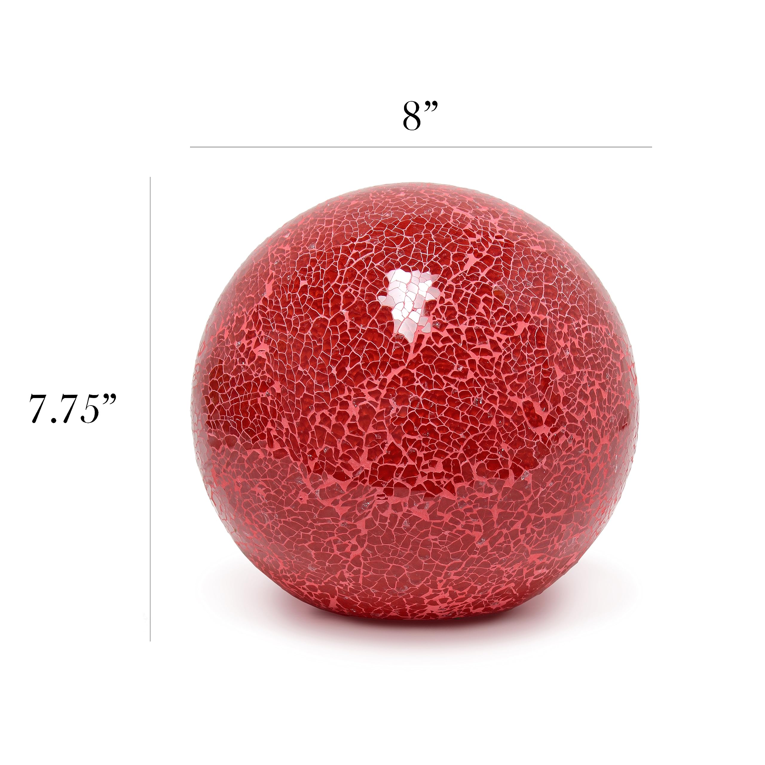 Simple Designs LT3302-RED Mosaic Stone Ball Table Lamp, Ceramic, 8inL x 8inW x 7.75inH, Red